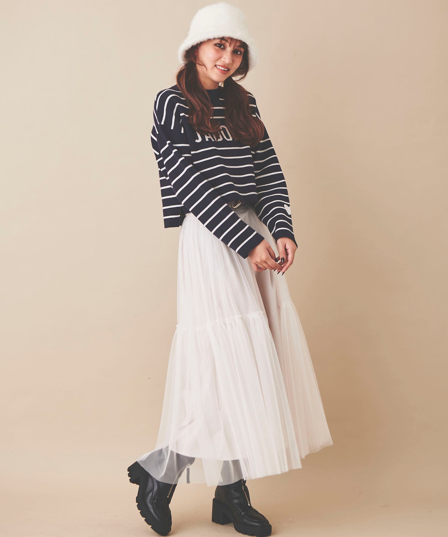 トランテアン ソン ドゥ モード 31 Sons de mode チュール×タフタスカート （クリーム） クリーム