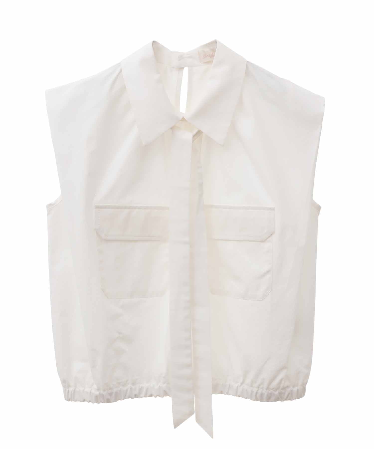 トランテアン ソン ドゥ モード 31 Sons de mode タイ付きダブルポケットブラウス （オフホワイト） OFF-WHITE