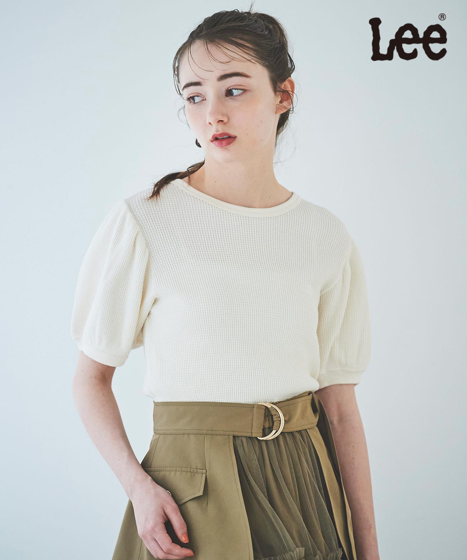 トランテアン ソン ドゥ モード 31 Sons de mode 【Leeコラボ】パフスリーブワッフルロゴTEE （クリーム） CREAM