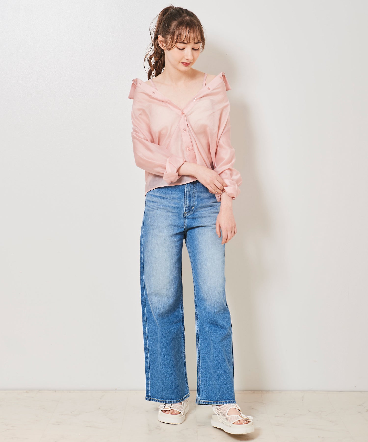 トランテアン ソン ドゥ モード 31 Sons de mode 2WAYオフショルシアーシャツ （ピンク） PINK