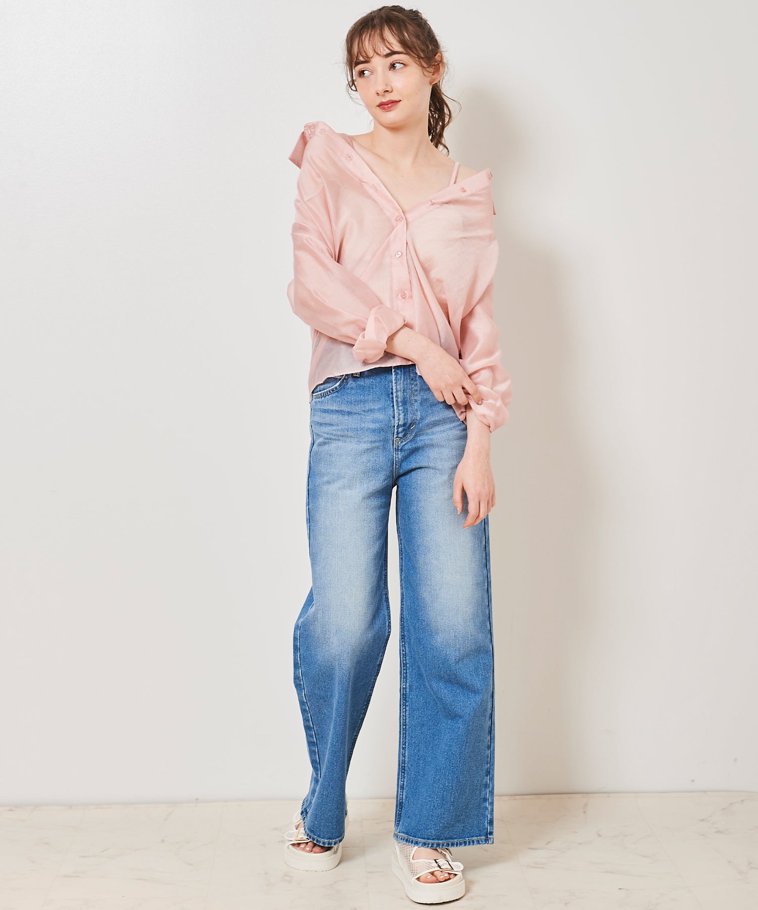 トランテアン ソン ドゥ モード 31 Sons de mode 2WAYオフショルシアーシャツ （ピンク） PINK