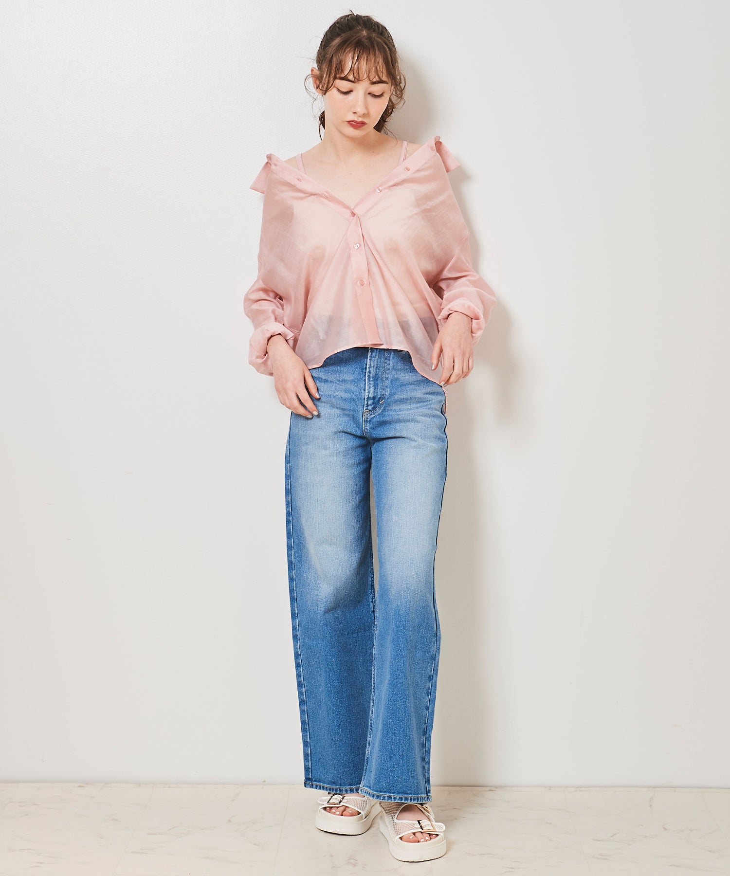 トランテアン ソン ドゥ モード 31 Sons de mode 2WAYオフショルシアーシャツ （ピンク） PINK