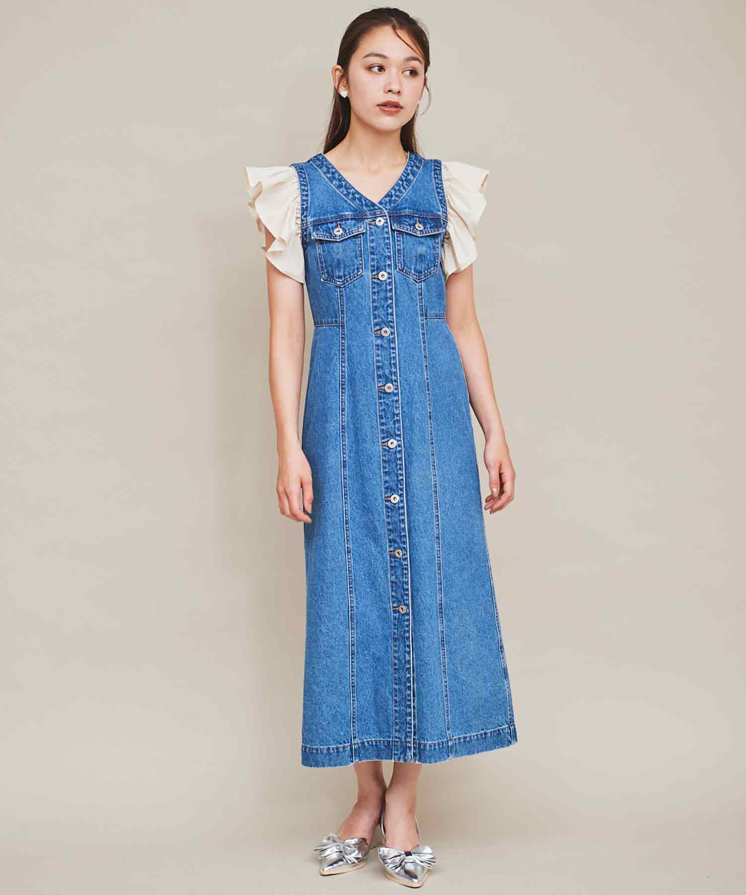 31 Sons de mode 2WAY Sleeve Denim Dress