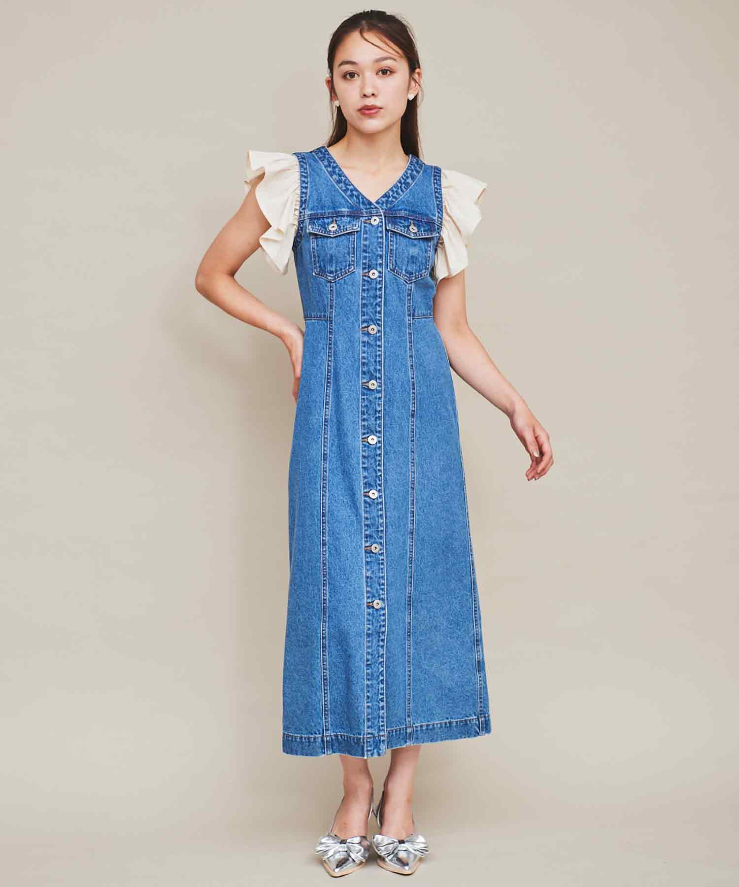 31 Sons de mode 2WAY Sleeve Denim Dress