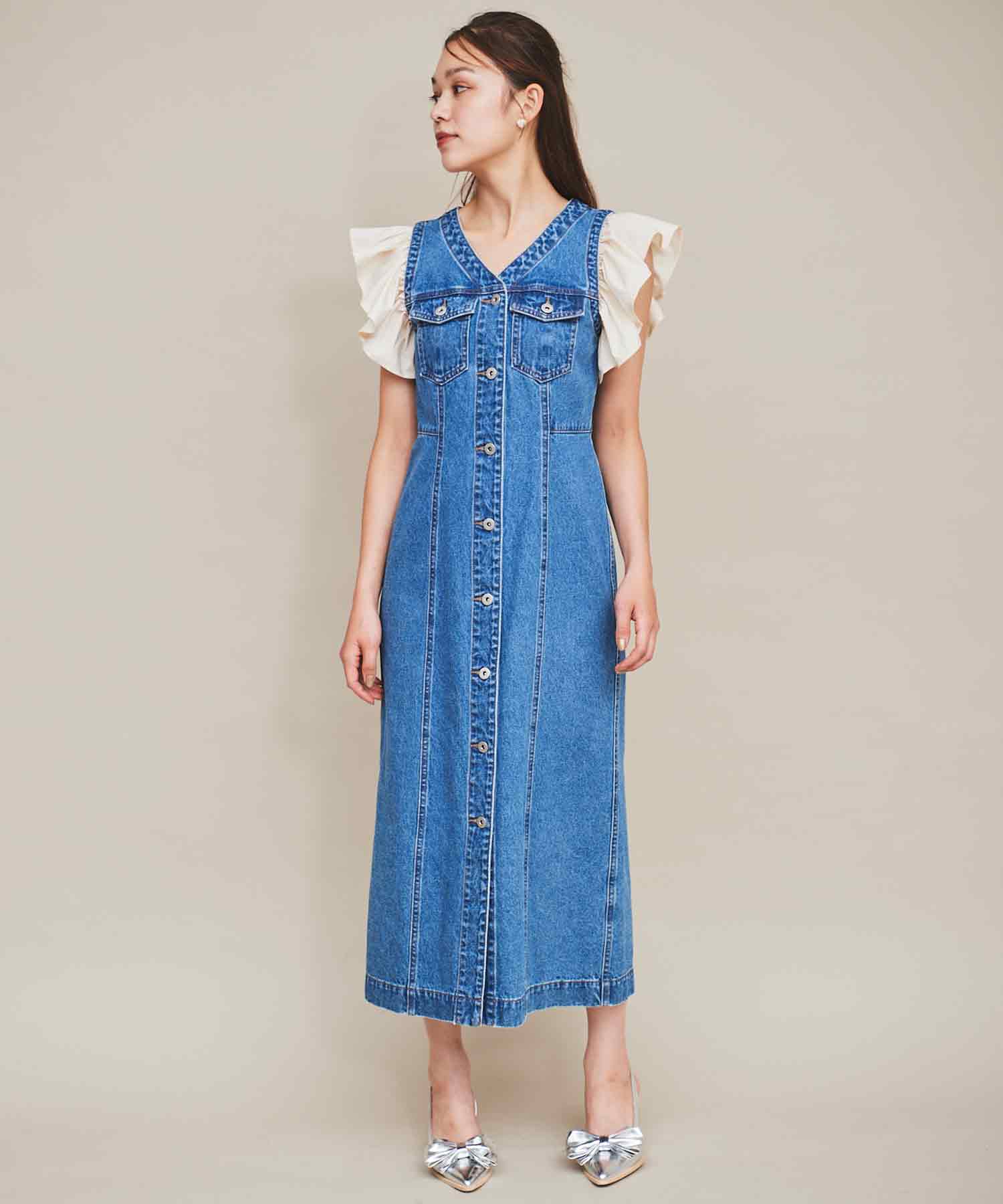 31 Sons de mode 2WAY Sleeve Denim Dress