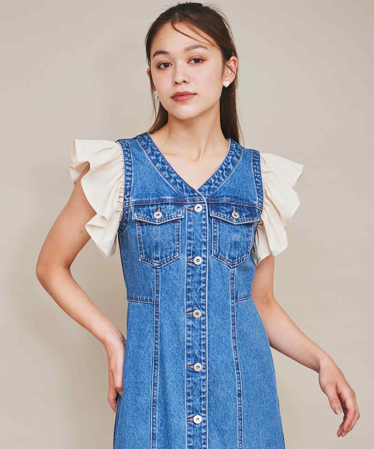 31 Sons de mode 2WAY Sleeve Denim Dress