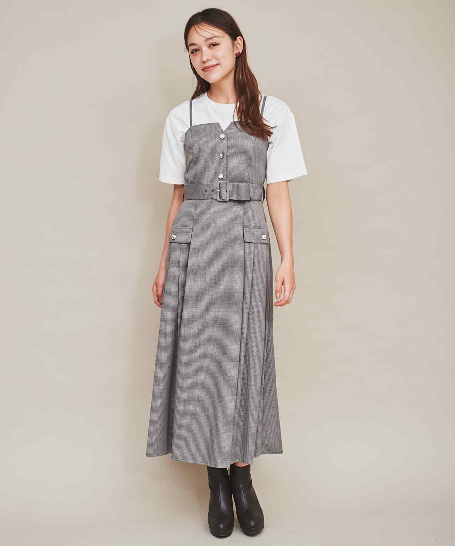 トランテアン ソン ドゥ モード 31 Sons de mode ミリタリー釦ジャンスカ （グレー） GREY