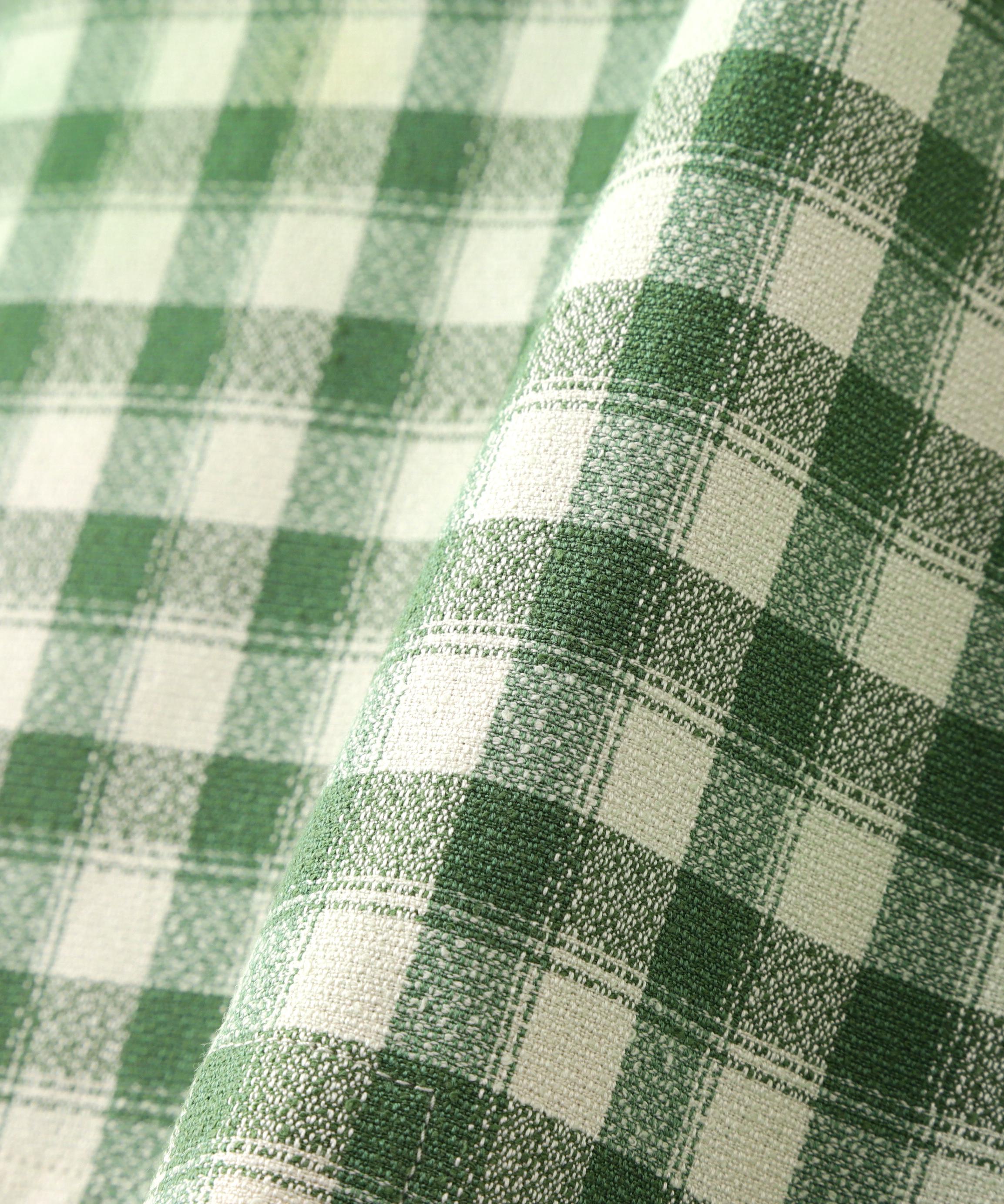 ANCELLM/アンセルム/C/R CHECK SHORT ZIPUP SHIRT グリーン
