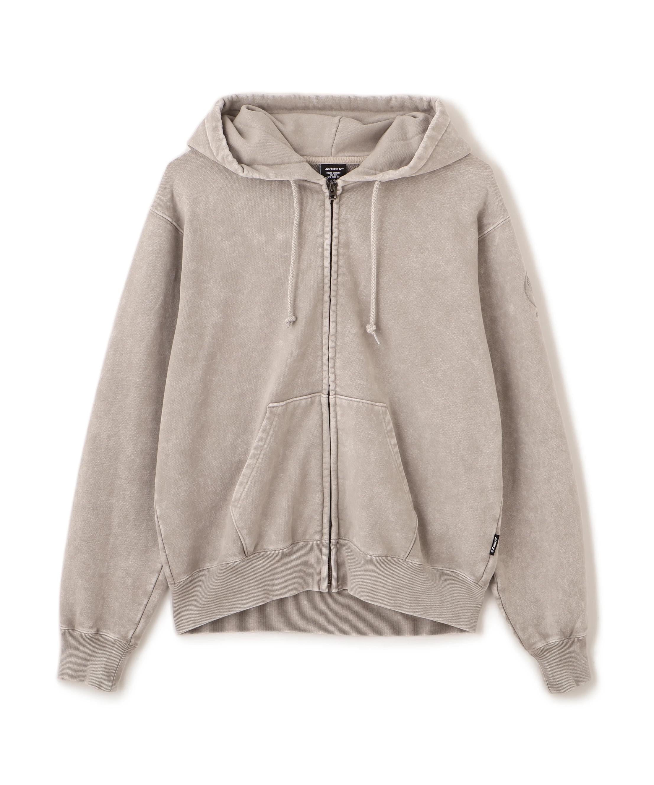 ACID WASH ZIP UP HOODIE ライトグレー3