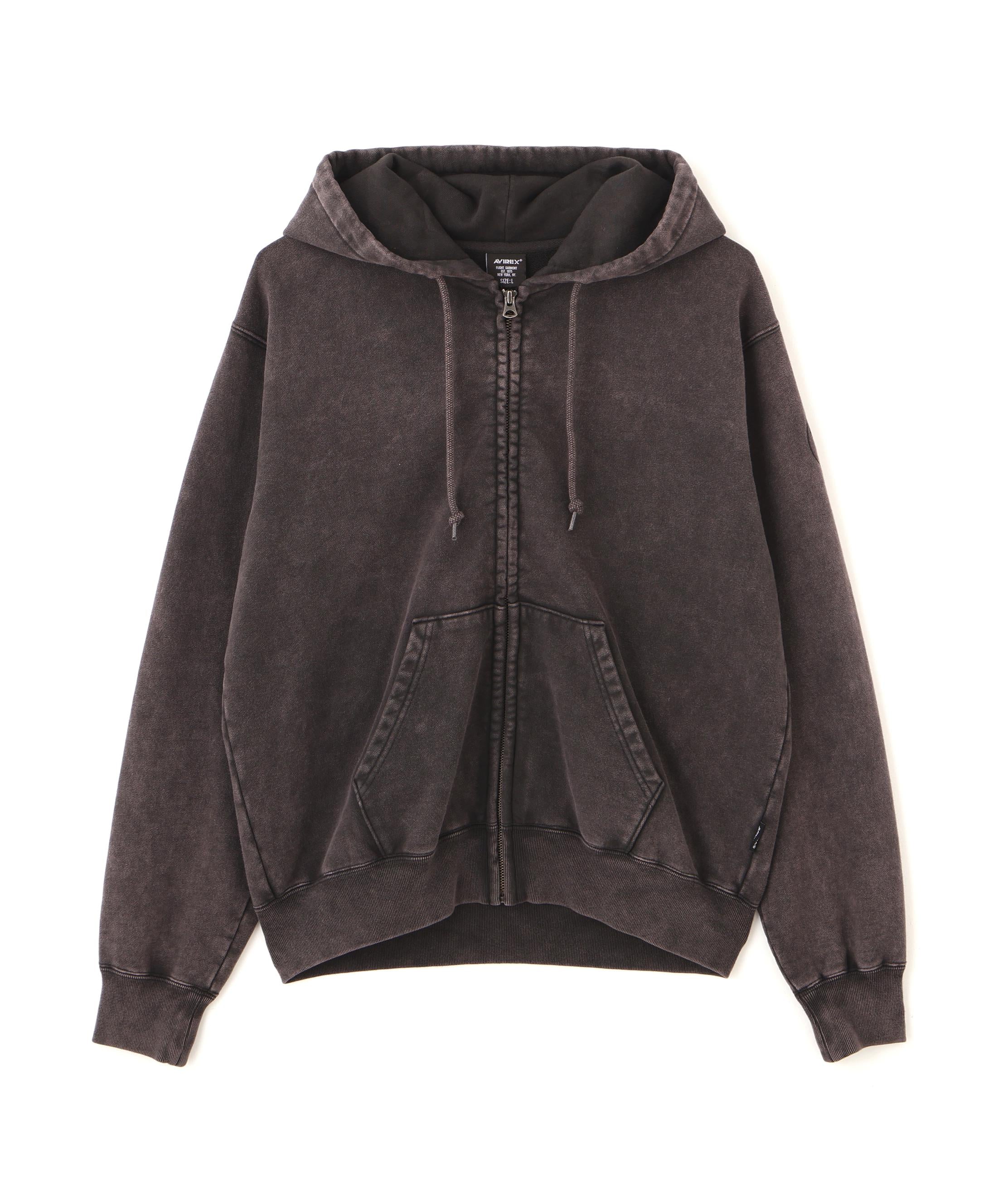 ACID WASH ZIP UP HOODIE チャコール