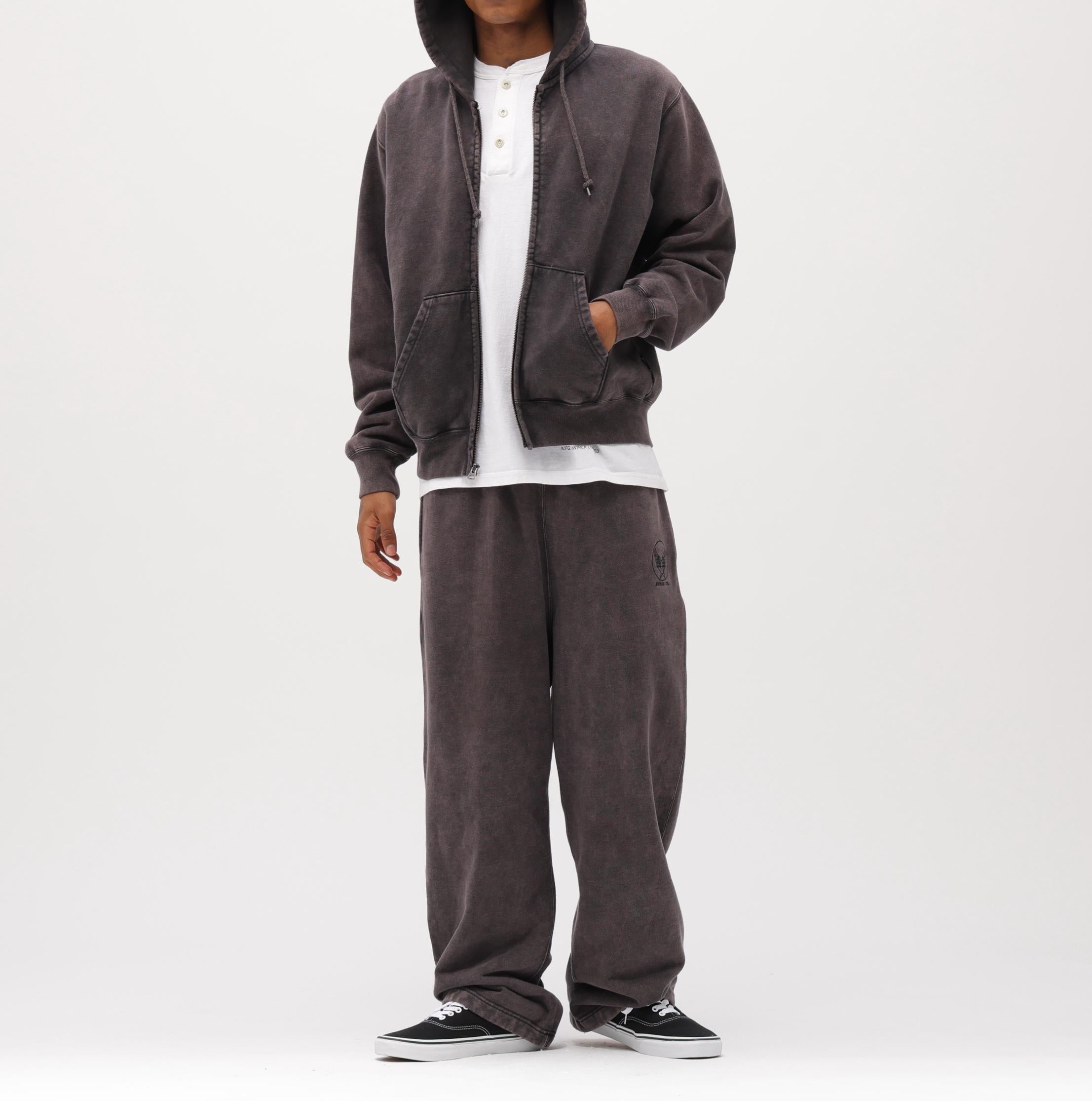 ACID WASH ZIP UP HOODIE チャコール