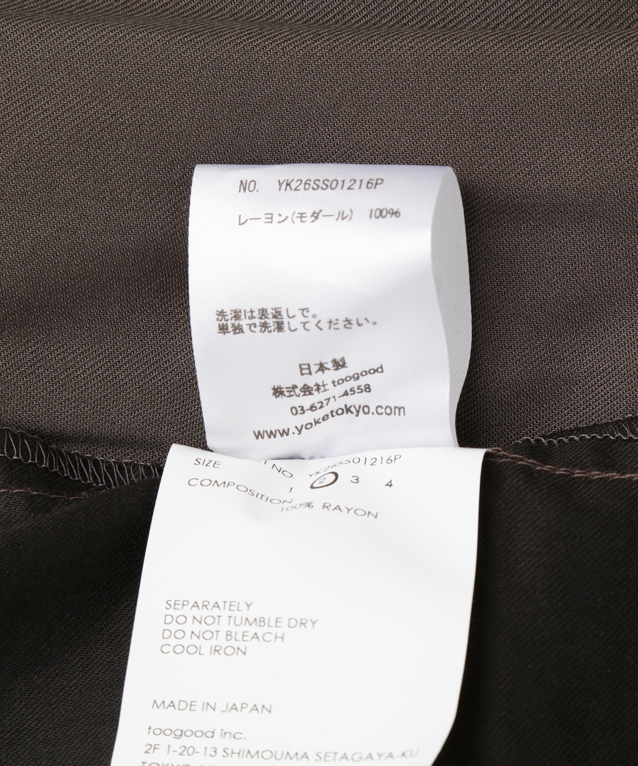 YOKE/ヨーク/Modal Twill Front Flat 1pleated Easy Trousers/YK26SS01216P チャコール