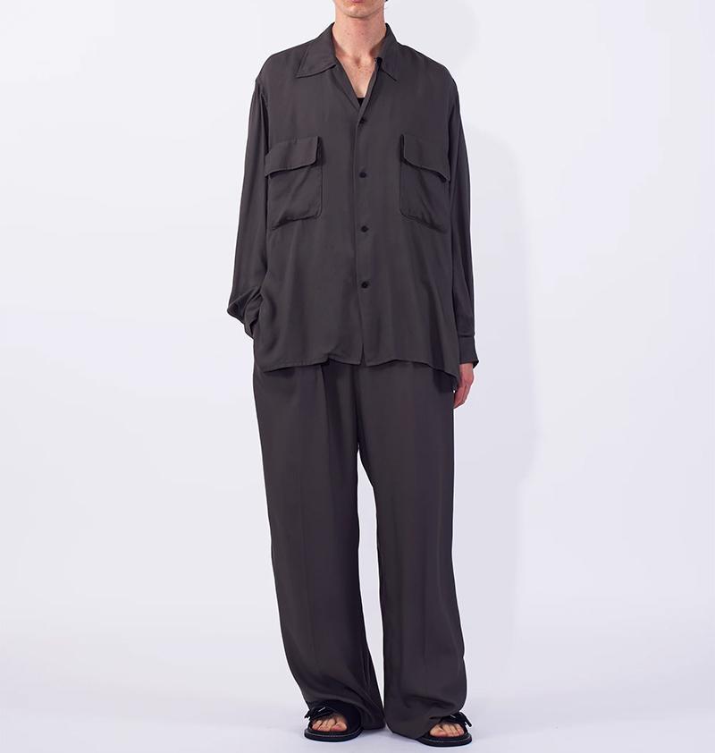 YOKE/ヨーク/Modal Twill Front Flat 1pleated Easy Trousers/YK26SS01216P チャコール