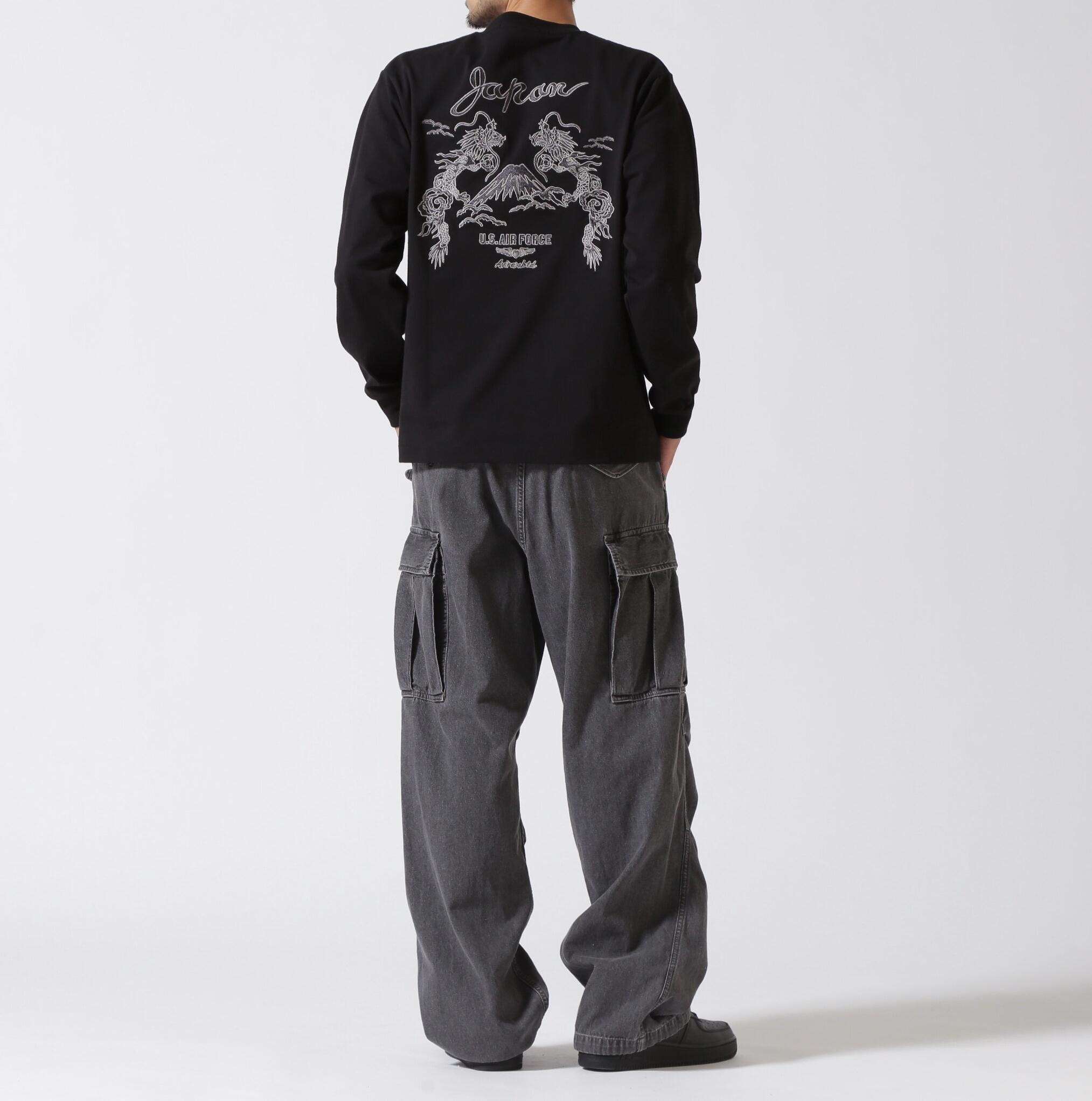 DOURLE D>AGON SOUVENI> T-SHI>T / ダブルドラゴン スーベニア 長袖Tシャツ / AVI>EX  ブラック