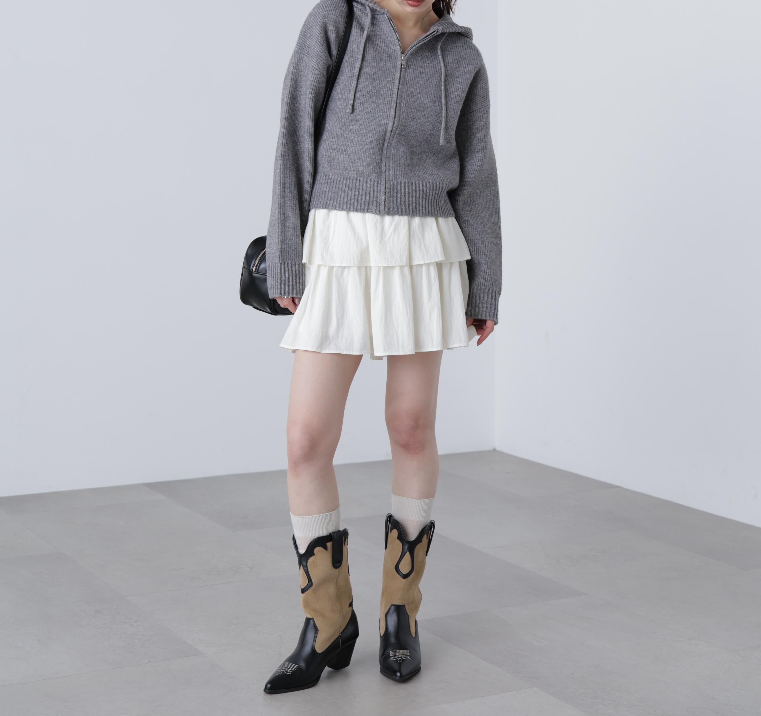 ジップニットパーカー グレー