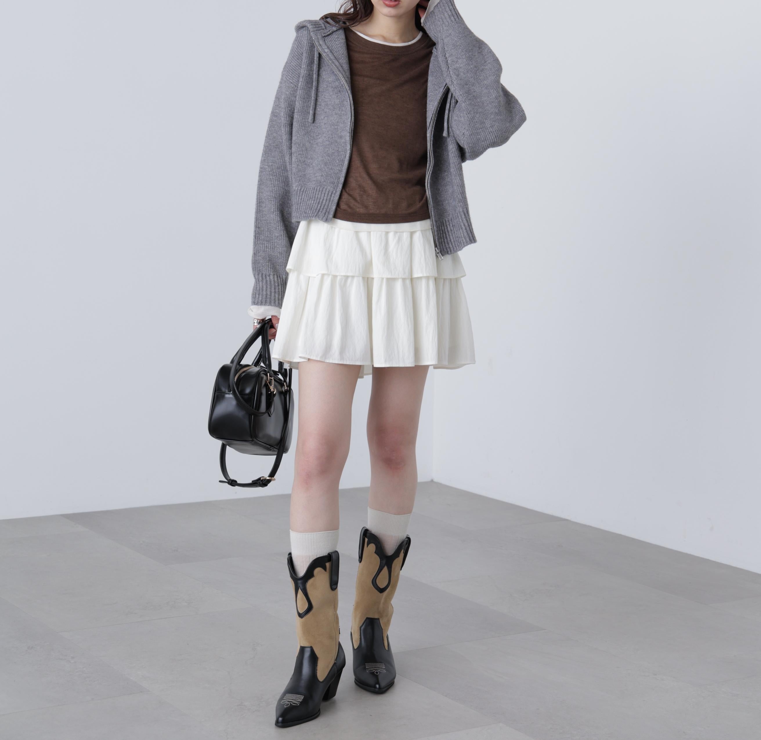 ジップニットパーカー グレー