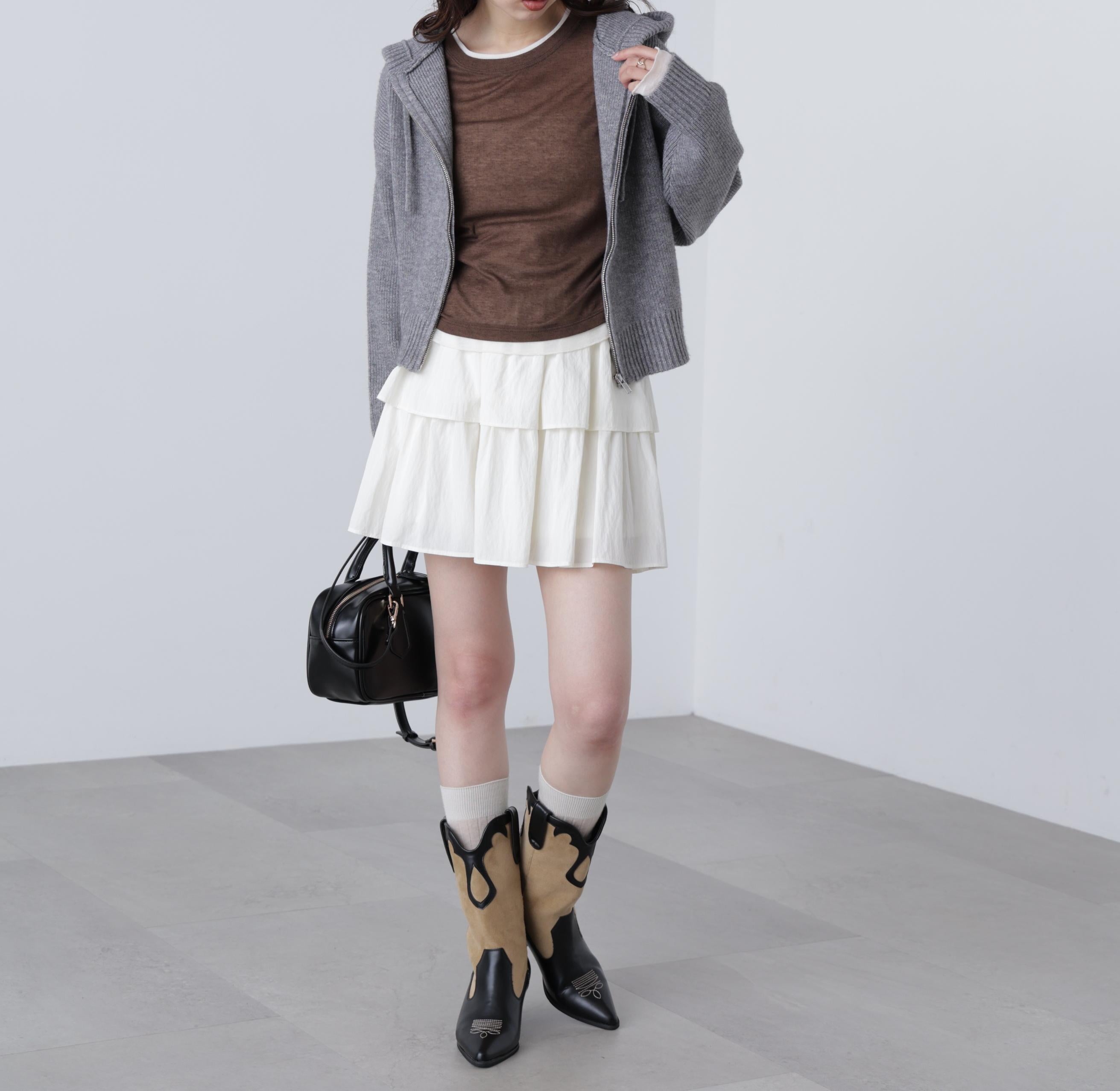 ジップニットパーカー グレー