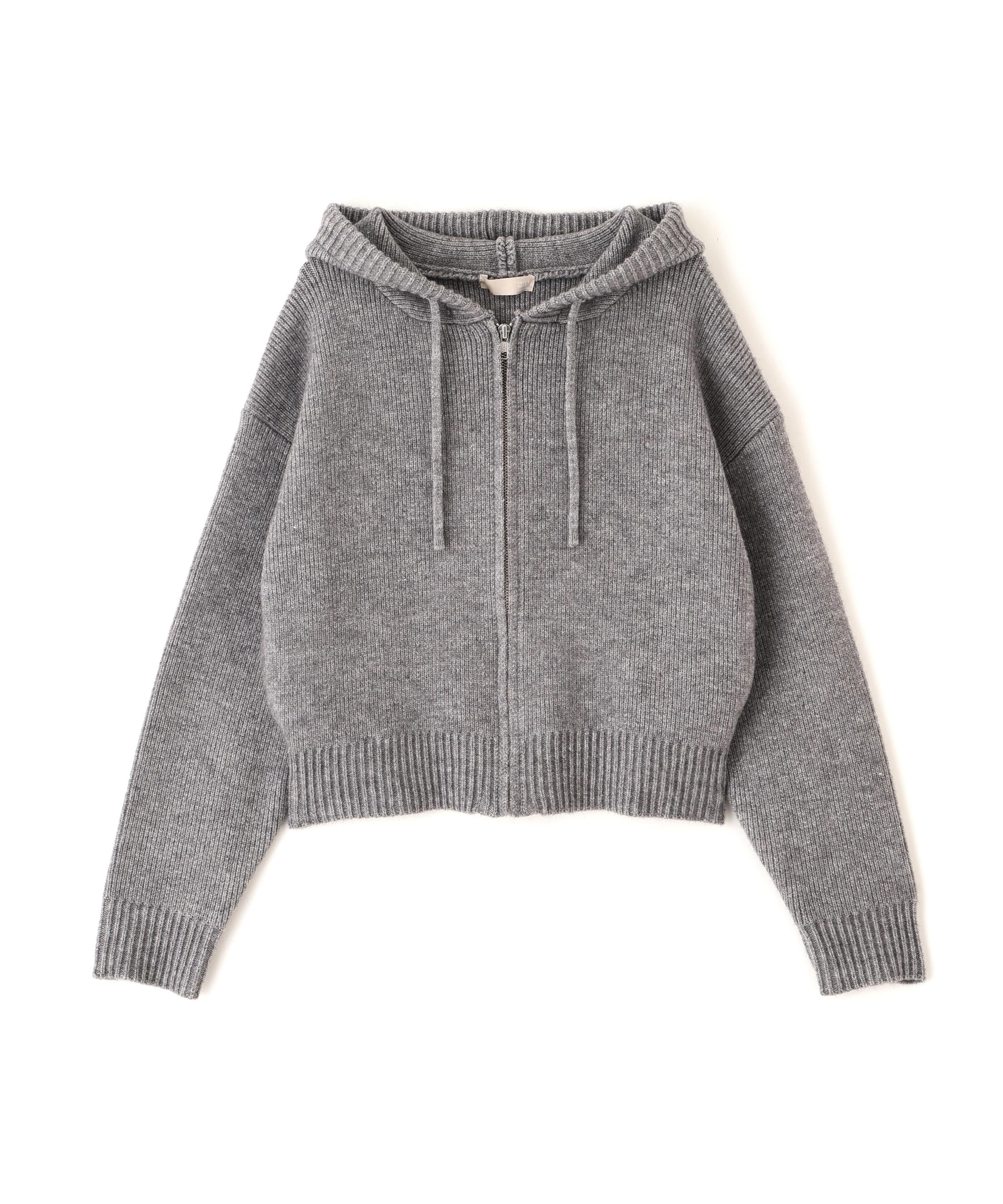 ジップニットパーカー グレー