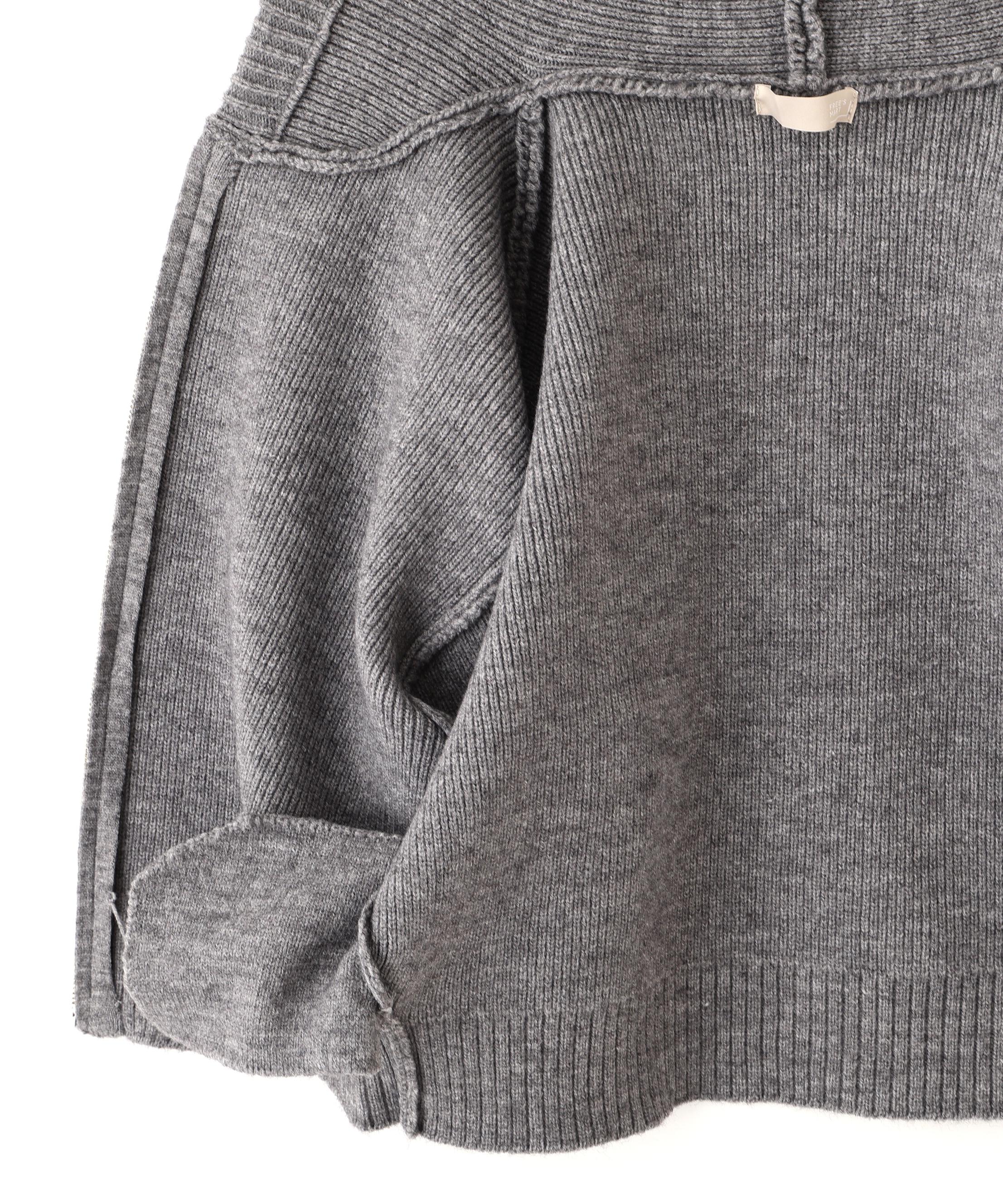 ジップニットパーカー グレー