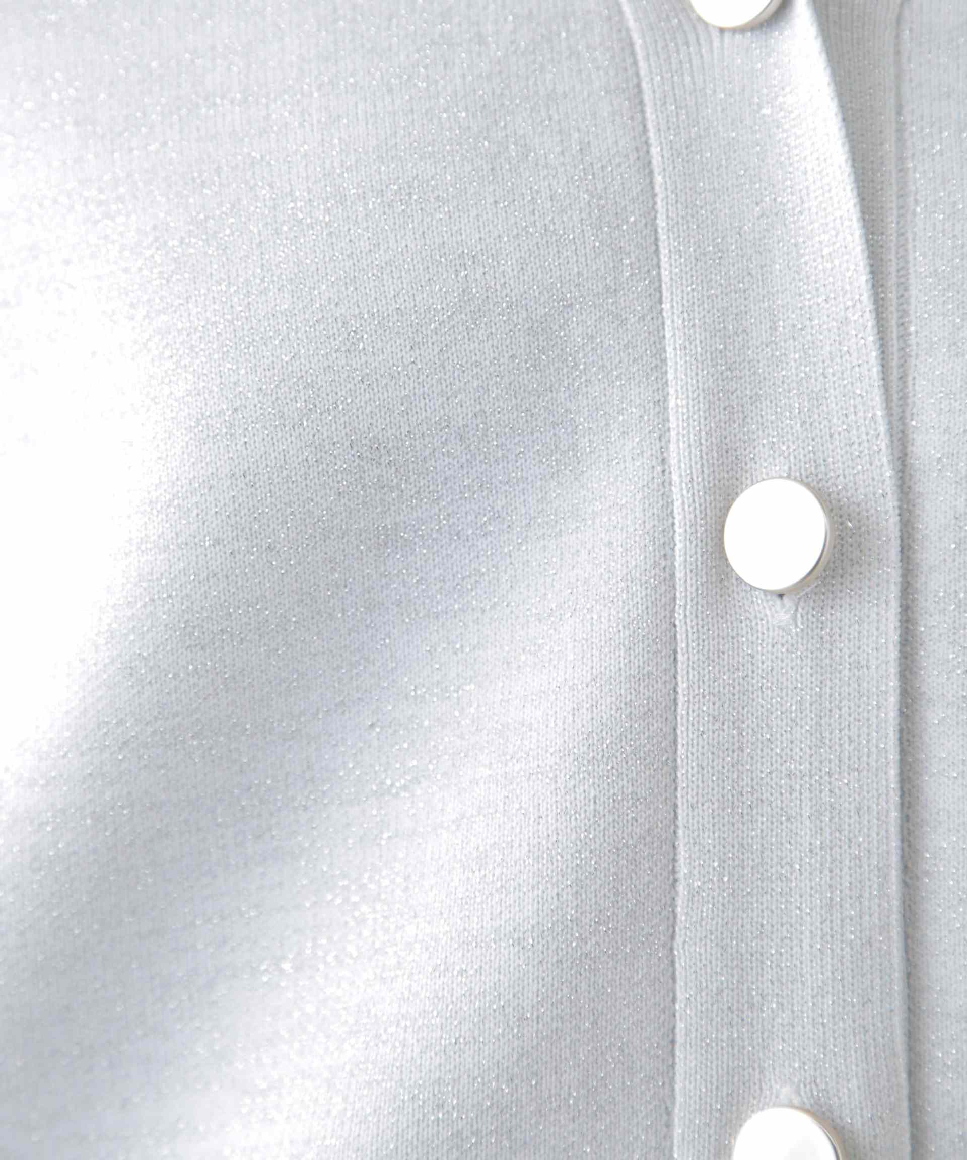 [MFM]ラメジャガード金ボタンカーディガン シロ