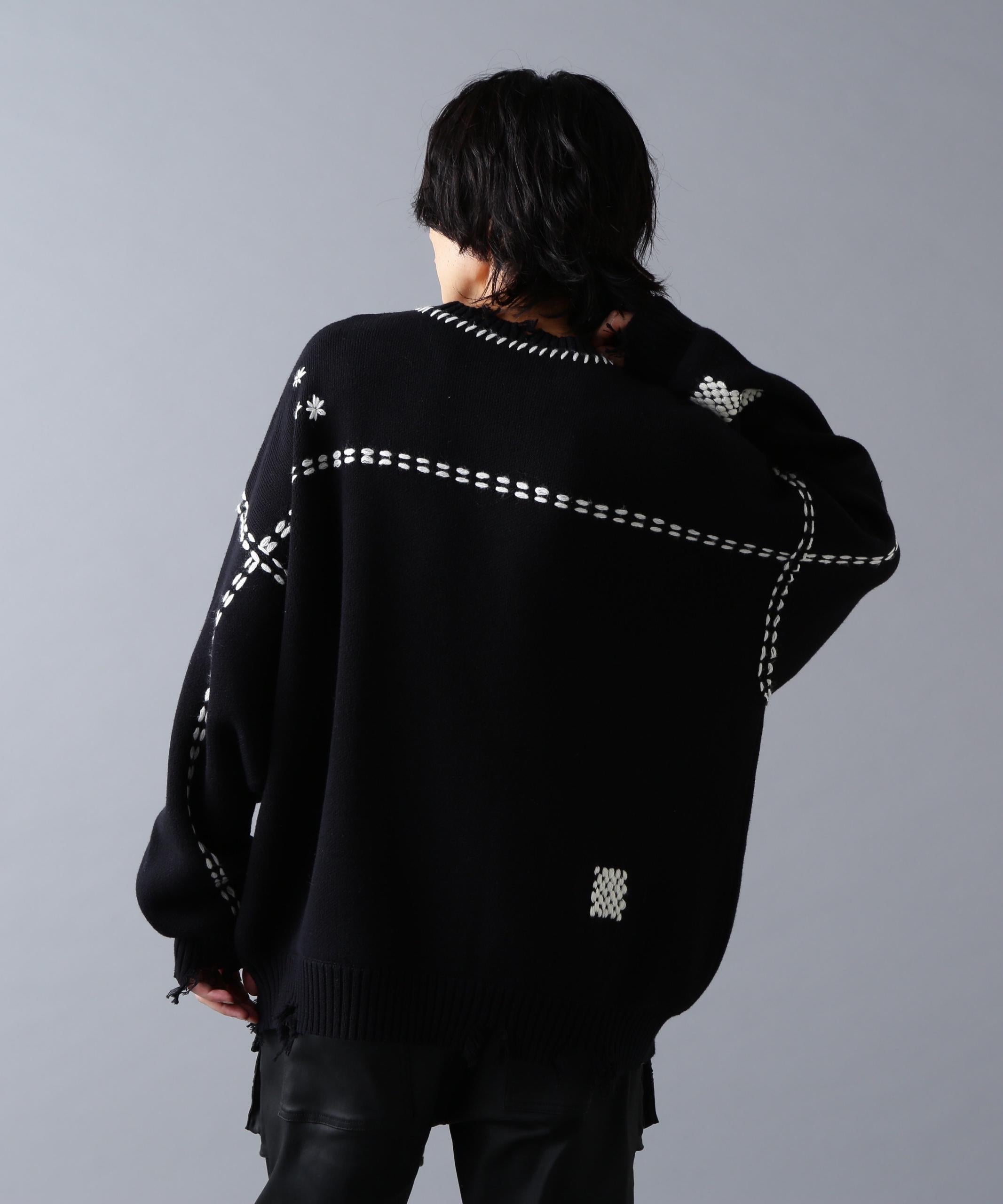 DankeSchon/ダンケシェーン/HAND STITCH KNIT C>EWNECK ブラック