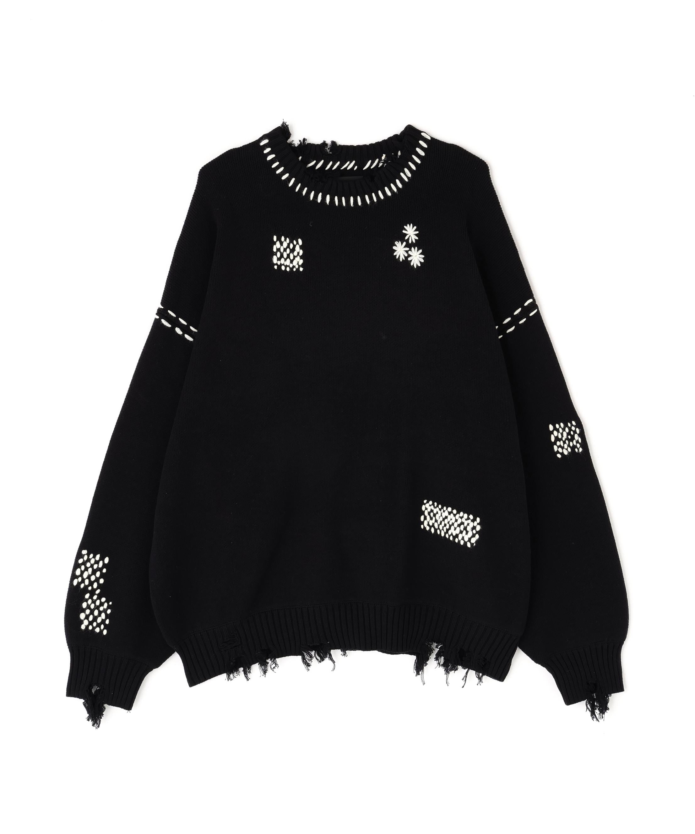 DankeSchon/ダンケシェーン/HAND STITCH KNIT C>EWNECK ブラック