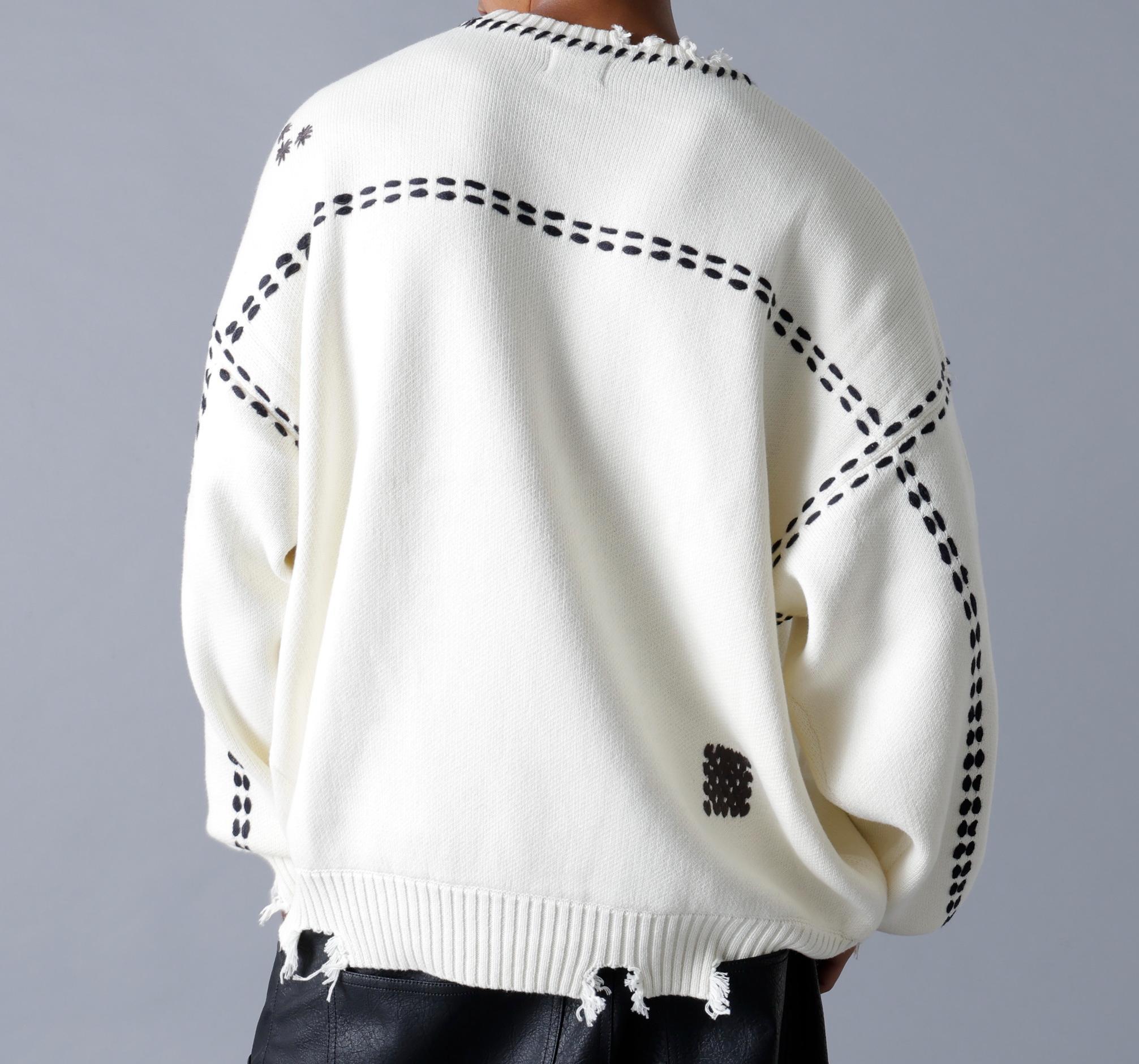 DankeSchon/ダンケシェーン/HAND STITCH KNIT C>EWNECK ホワイト