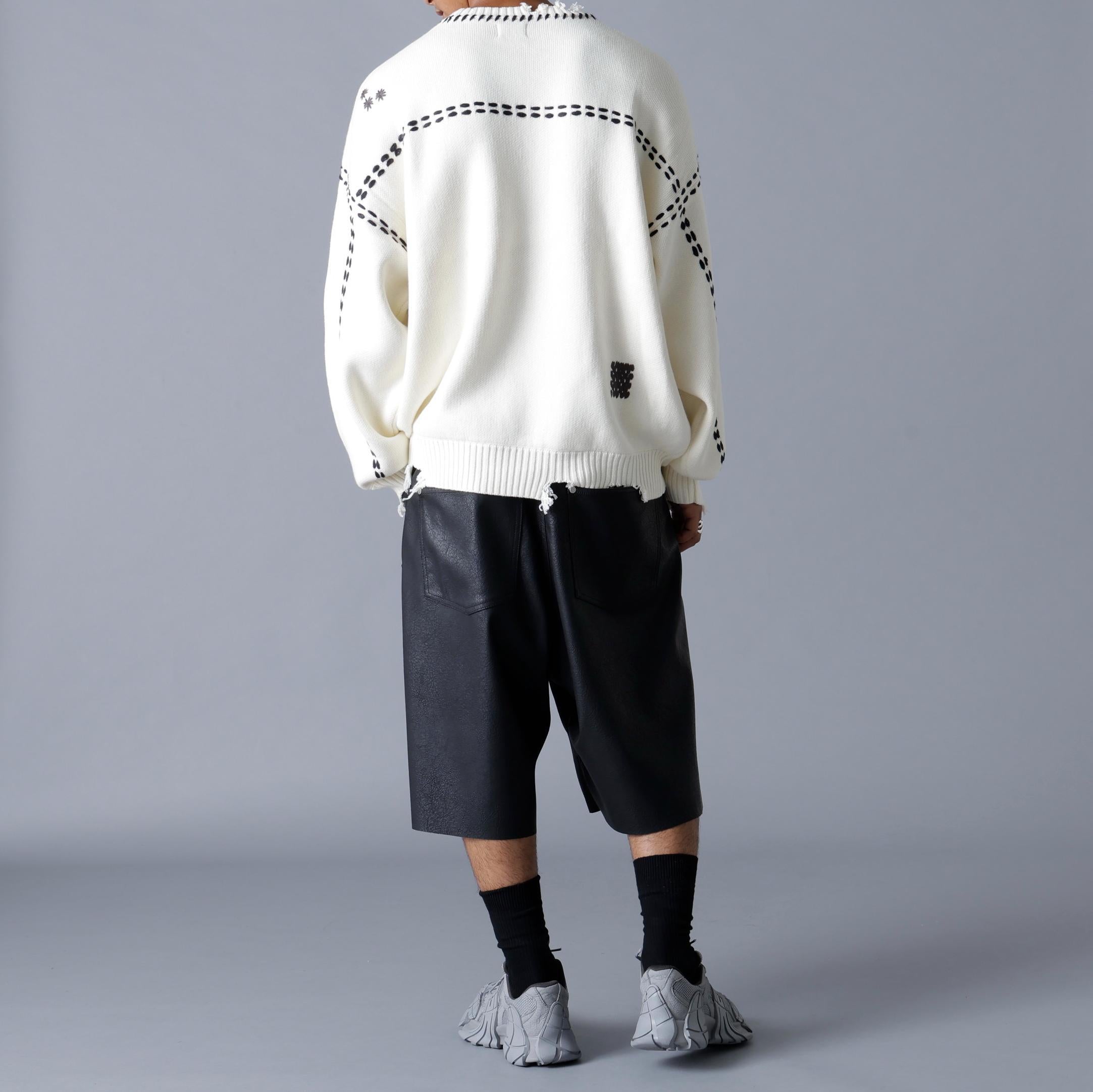 DankeSchon/ダンケシェーン/HAND STITCH KNIT C>EWNECK ホワイト