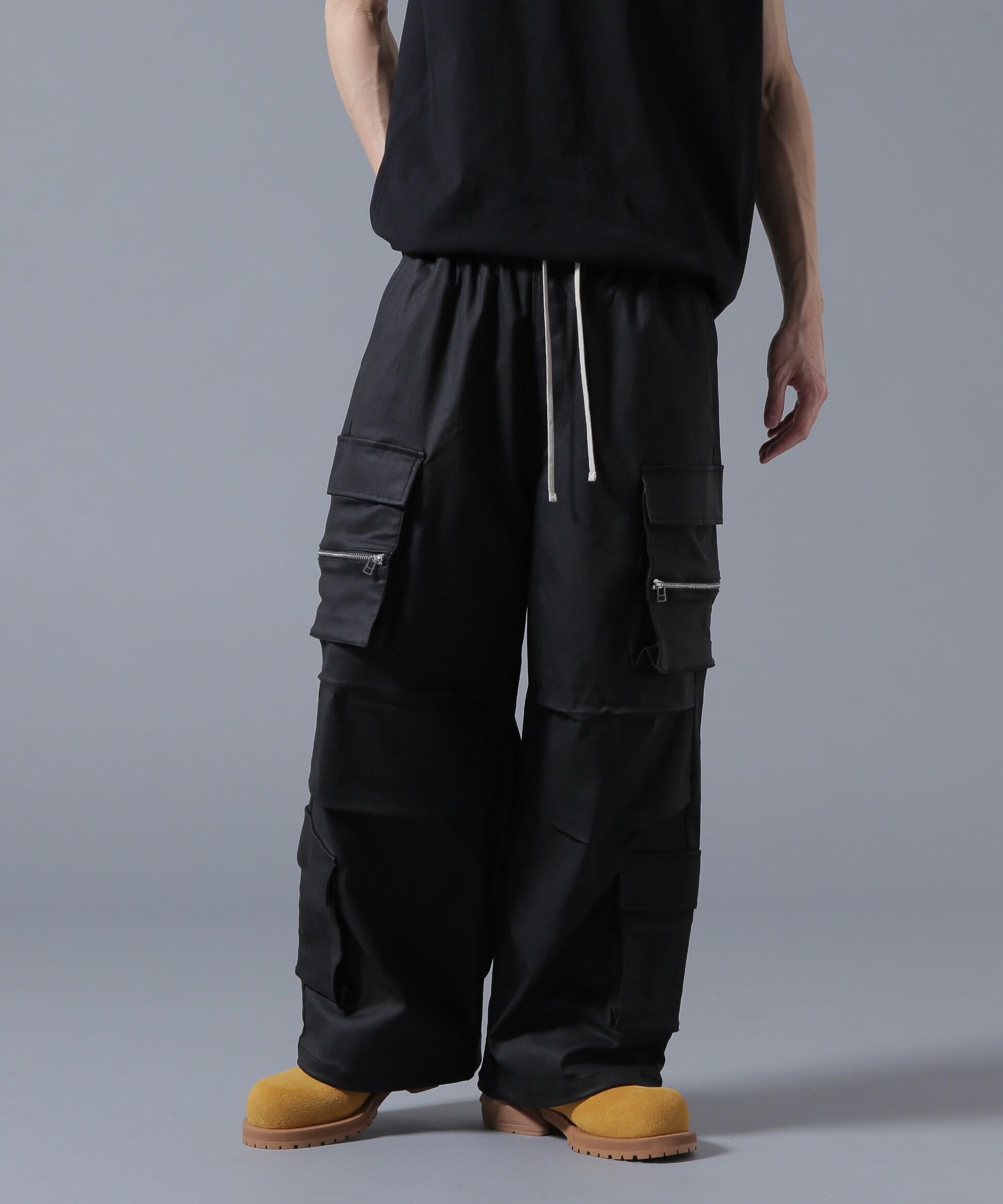 DankeSchon/ダンケシェーン/COATING WIDE POCKET CA>GO PANTS ブラック