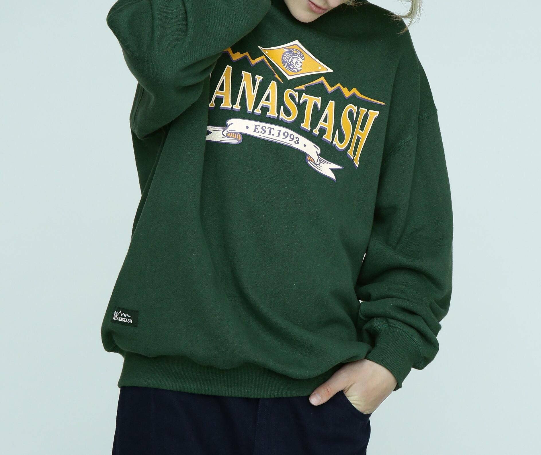 MANASTASH/マナスタッシュ/CASCADE SWEATSHI>TS EST. 1993 ダークグリーン