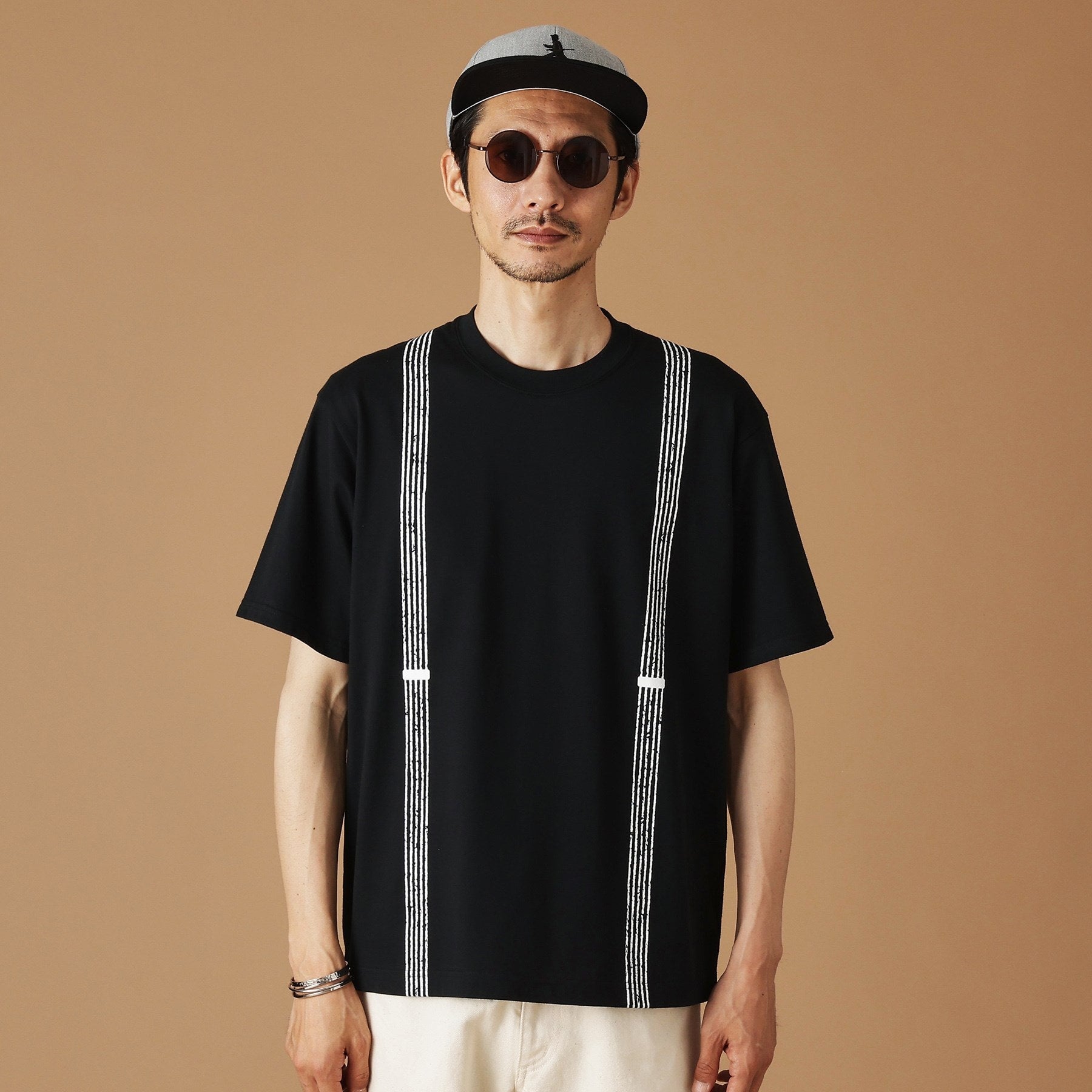 フォーティーカラッツアンドゴーニーゴ 40CARATS&525 サスペンダートロンプロイユ半袖Tシャツ （ブラック(019)） ブラック(019)