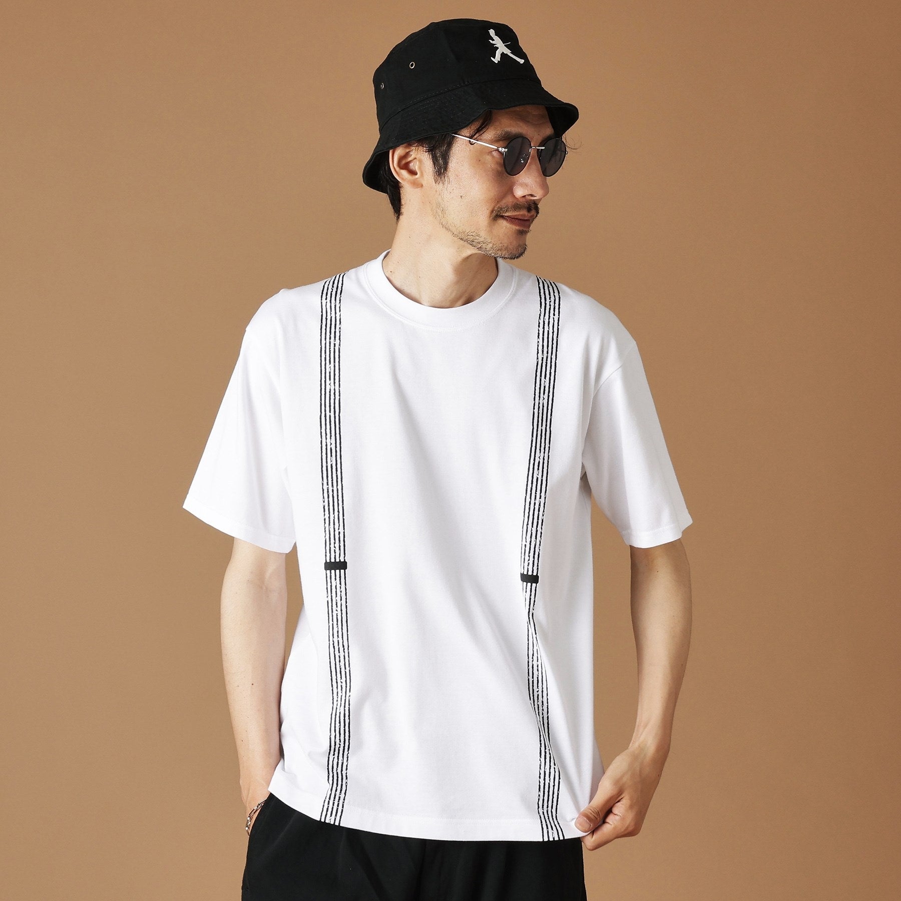 フォーティーカラッツアンドゴーニーゴ 40CARATS&525 サスペンダートロンプロイユ半袖Tシャツ （ブラック(019)） ブラック(019)