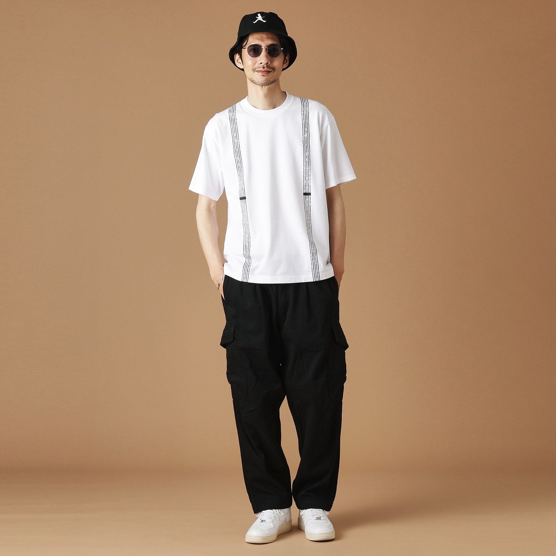 フォーティーカラッツアンドゴーニーゴ 40CARATS&525 サスペンダートロンプロイユ半袖Tシャツ （ブラック(019)） ブラック(019)
