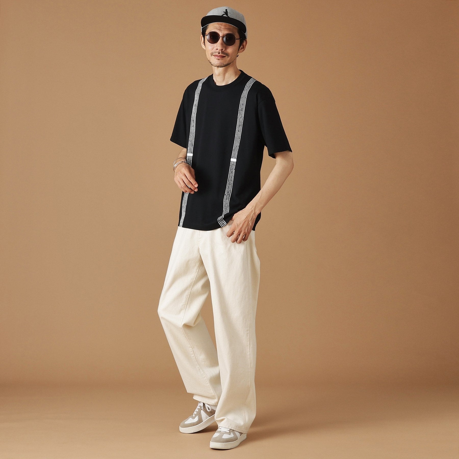 フォーティーカラッツアンドゴーニーゴ 40CARATS&525 サスペンダートロンプロイユ半袖Tシャツ （ブラック(019)） ブラック(019)