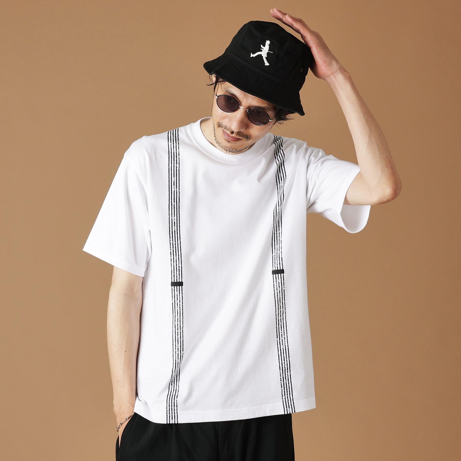 フォーティーカラッツアンドゴーニーゴ 40CARATS&525 サスペンダートロンプロイユ半袖Tシャツ （ブラック(019)） ブラック(019)