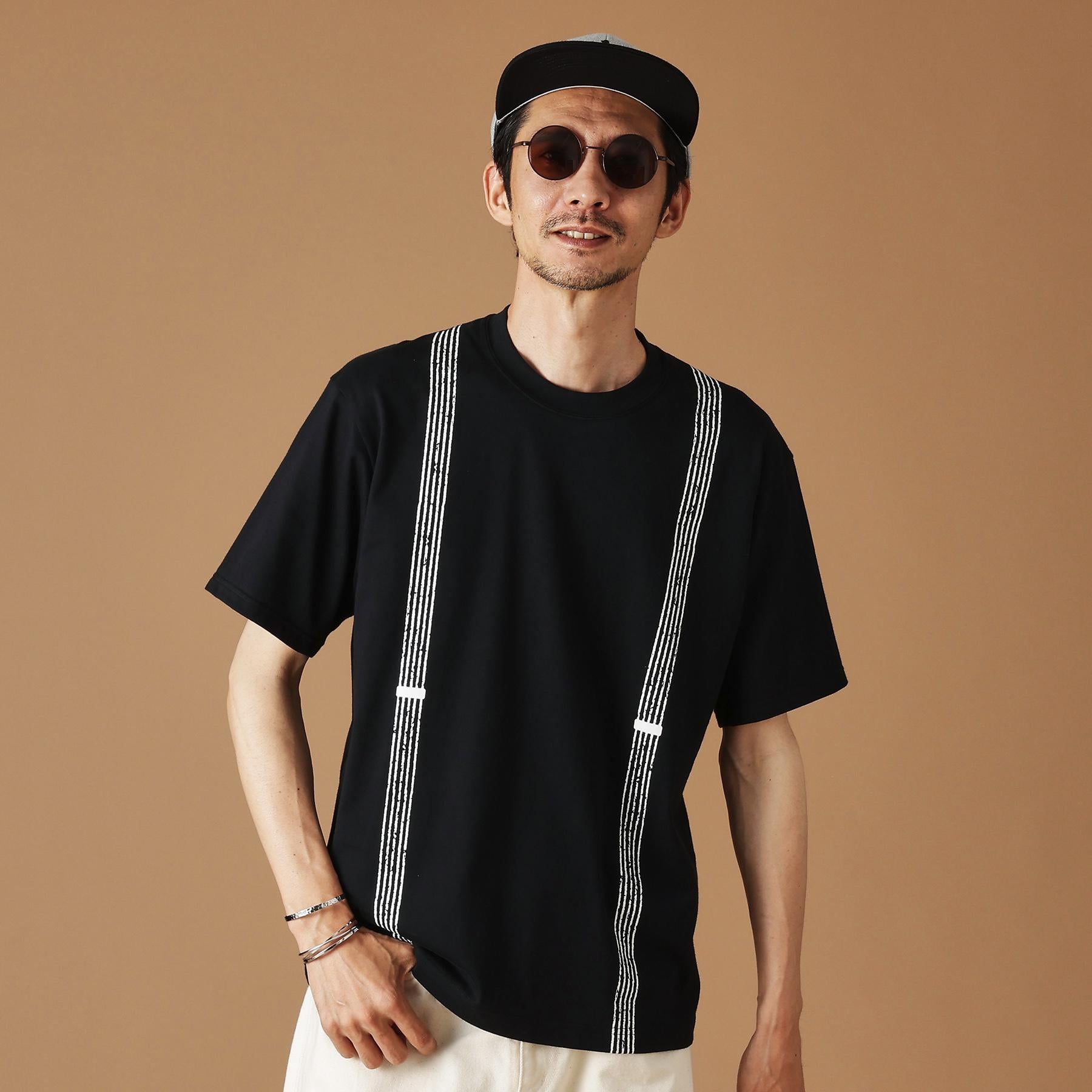 フォーティーカラッツアンドゴーニーゴ 40CARATS&525 サスペンダートロンプロイユ半袖Tシャツ （ブラック(019)） ブラック(019)