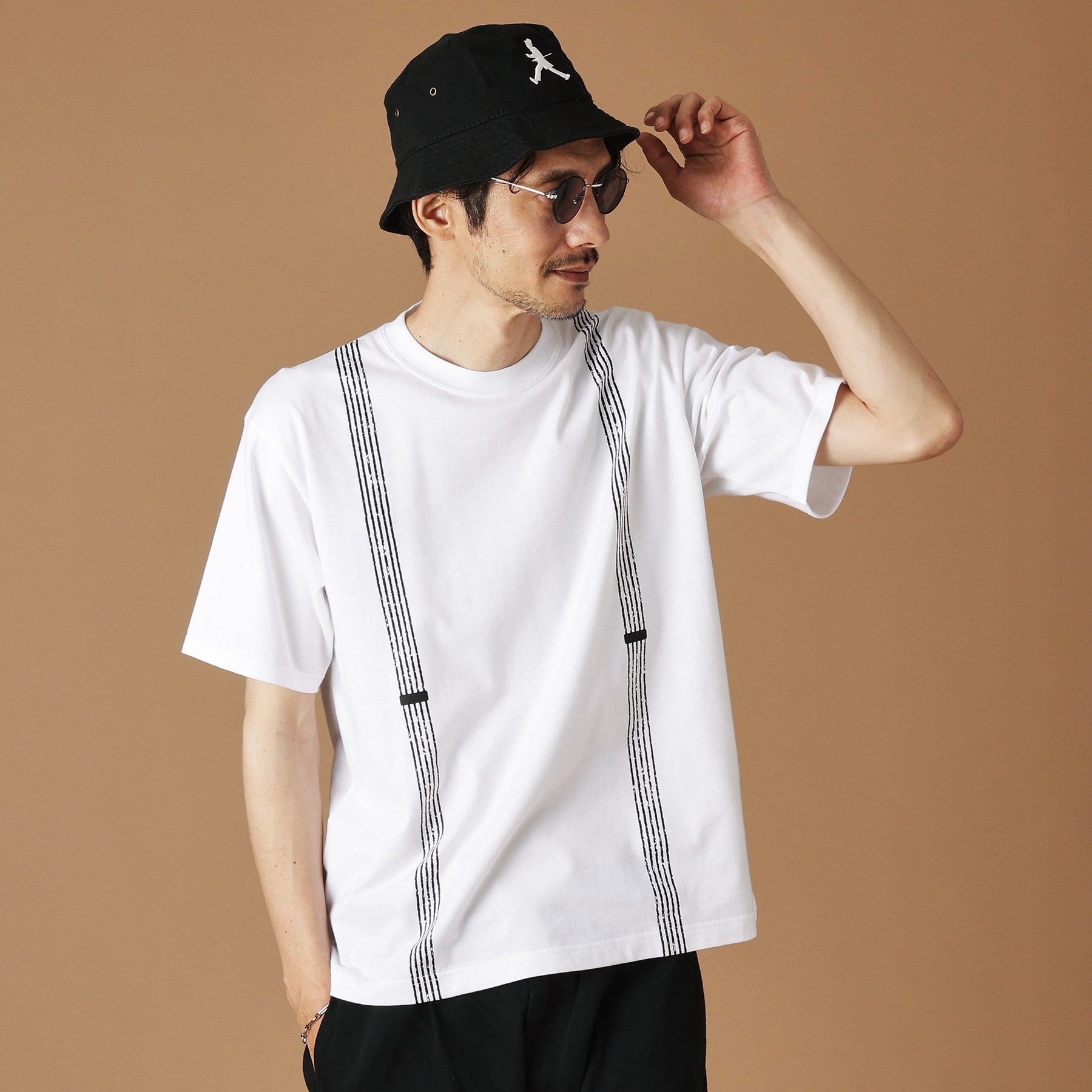 フォーティーカラッツアンドゴーニーゴ 40CARATS&525 サスペンダートロンプロイユ半袖Tシャツ （ホワイト(001)） ホワイト(001)