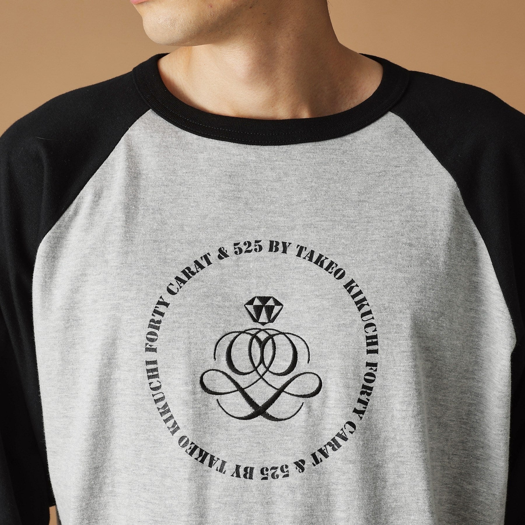 フォーティーカラッツアンドゴーニーゴ 40CARATS&525 【Sサイズ～】アンドマーク7分袖ラグランTシャツ （チャコールグレー(913)） チャコールグレー(913)