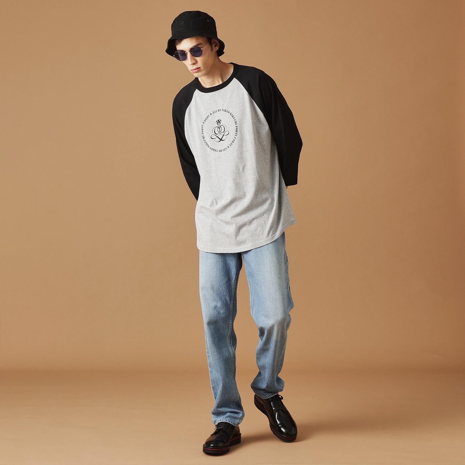 フォーティーカラッツアンドゴーニーゴ 40CARATS&525 【Sサイズ～】アンドマーク7分袖ラグランTシャツ （チャコールグレー(913)） チャコールグレー(913)