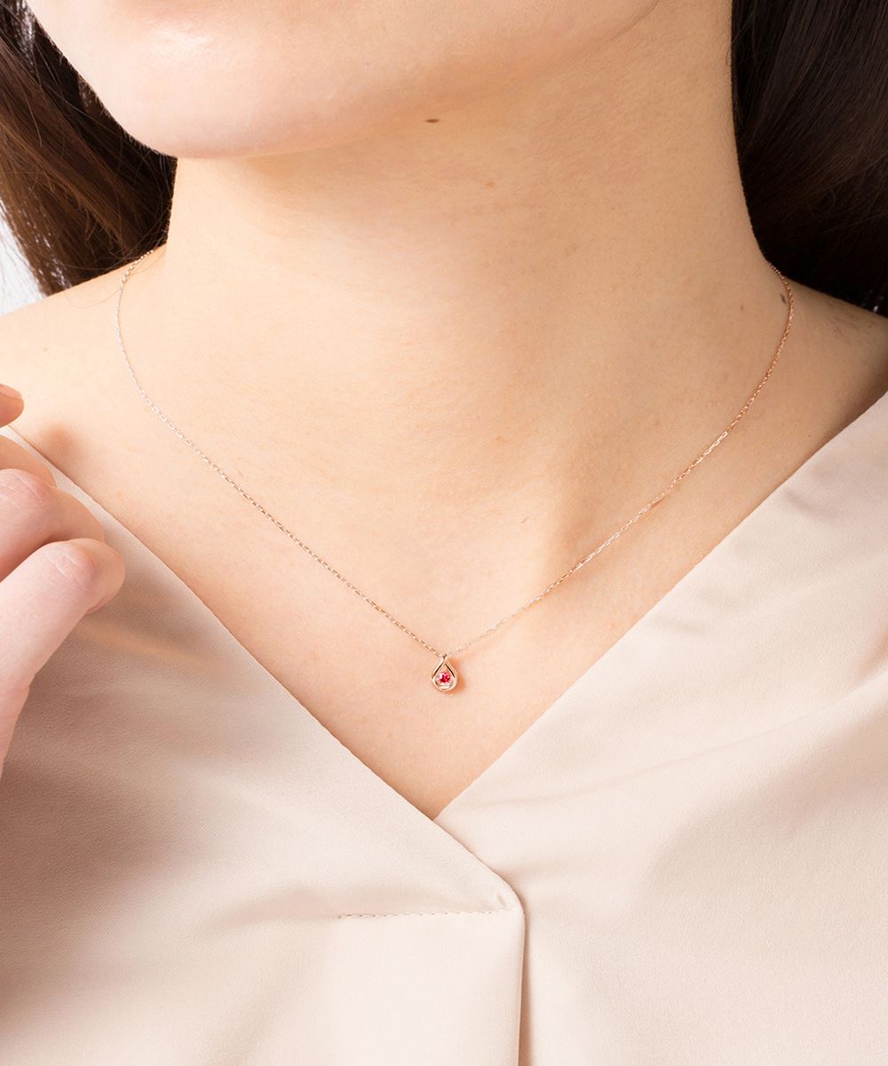 Yondoshi 4℃ [July Birthstone] K10 Pink Gold Necklace