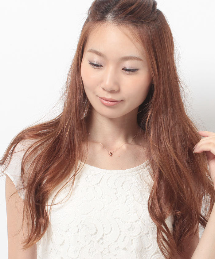 Yondoshi 4℃ K10 Pink Gold Heart Diamond Necklace