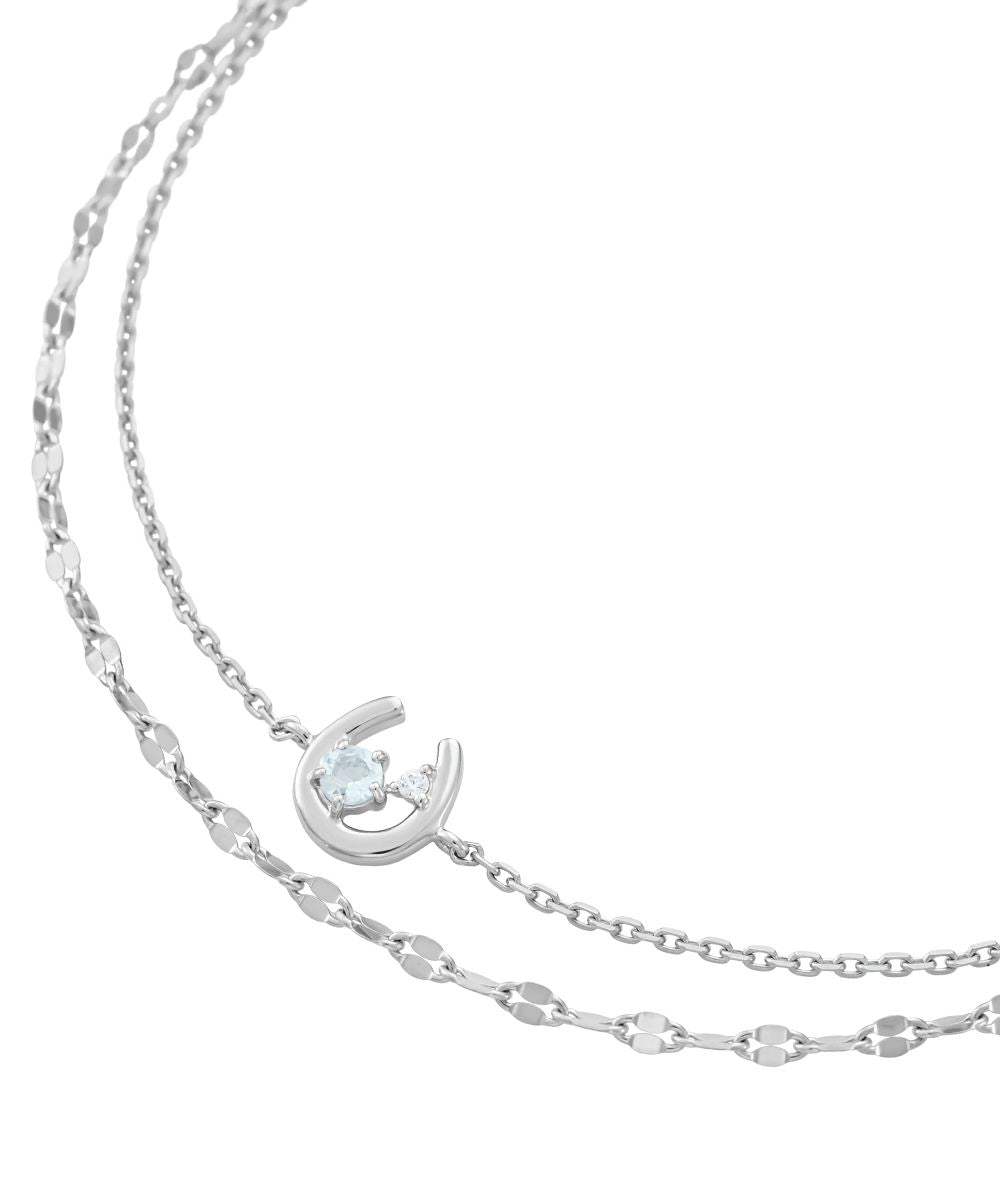 Yondoshi 4℃ [March Birthstone] Silver Horseshoe Bracelet