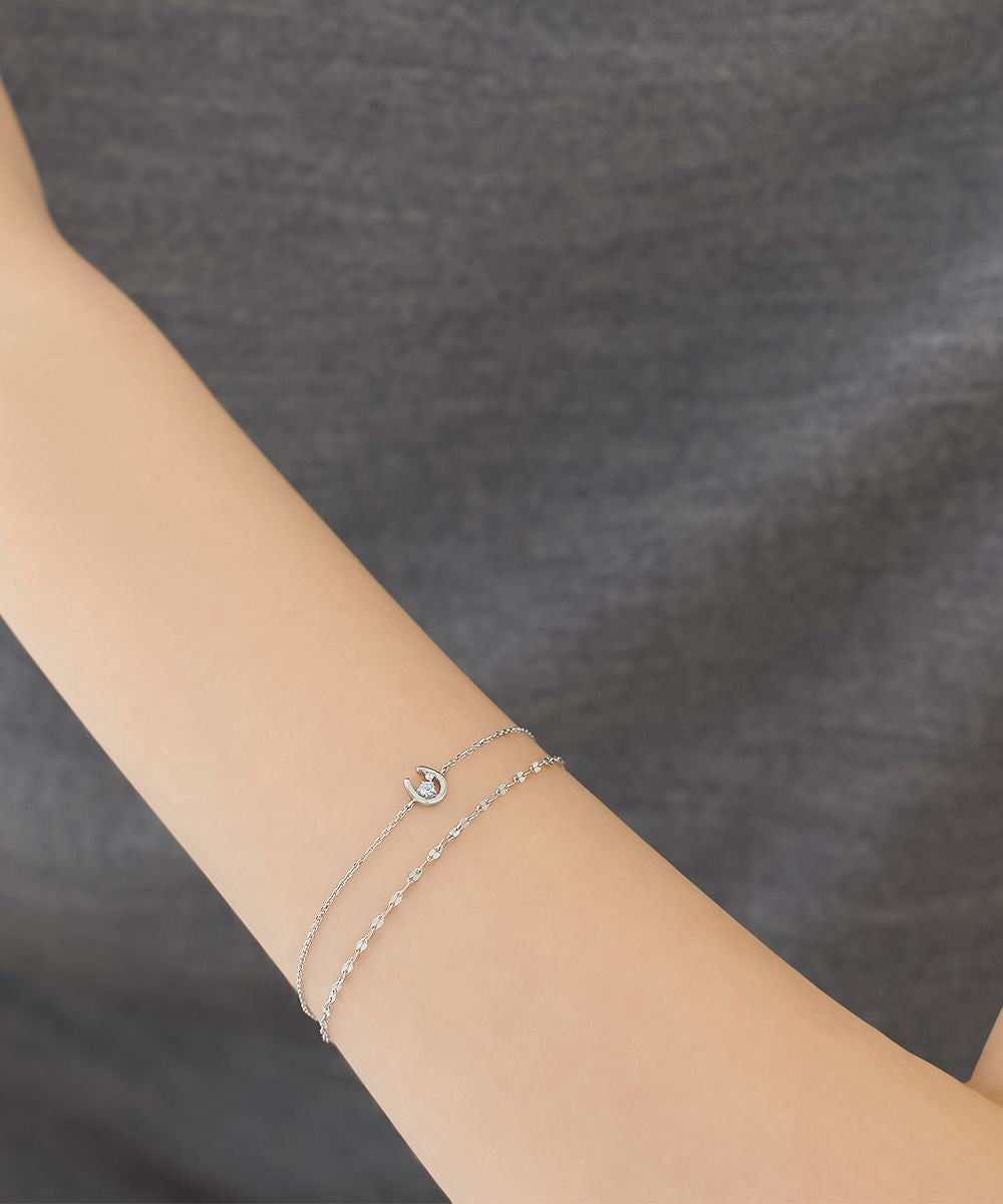 Yondoshi 4℃ [March Birthstone] Silver Horseshoe Bracelet