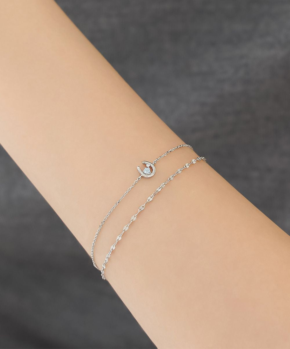 Yondoshi 4℃ [March Birthstone] Silver Horseshoe Bracelet