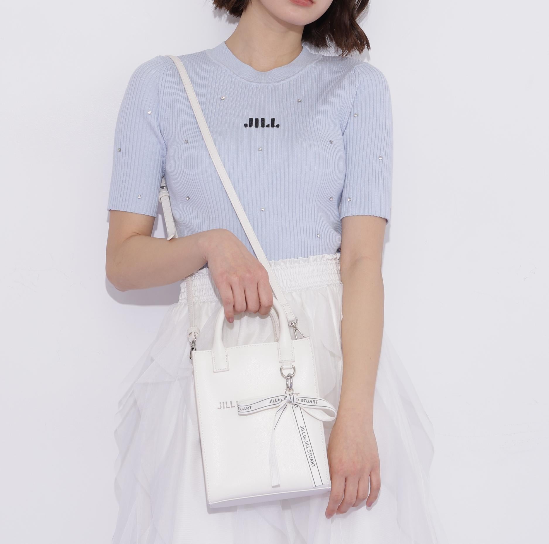 チャーム付きミニトートバッグ ホワイト