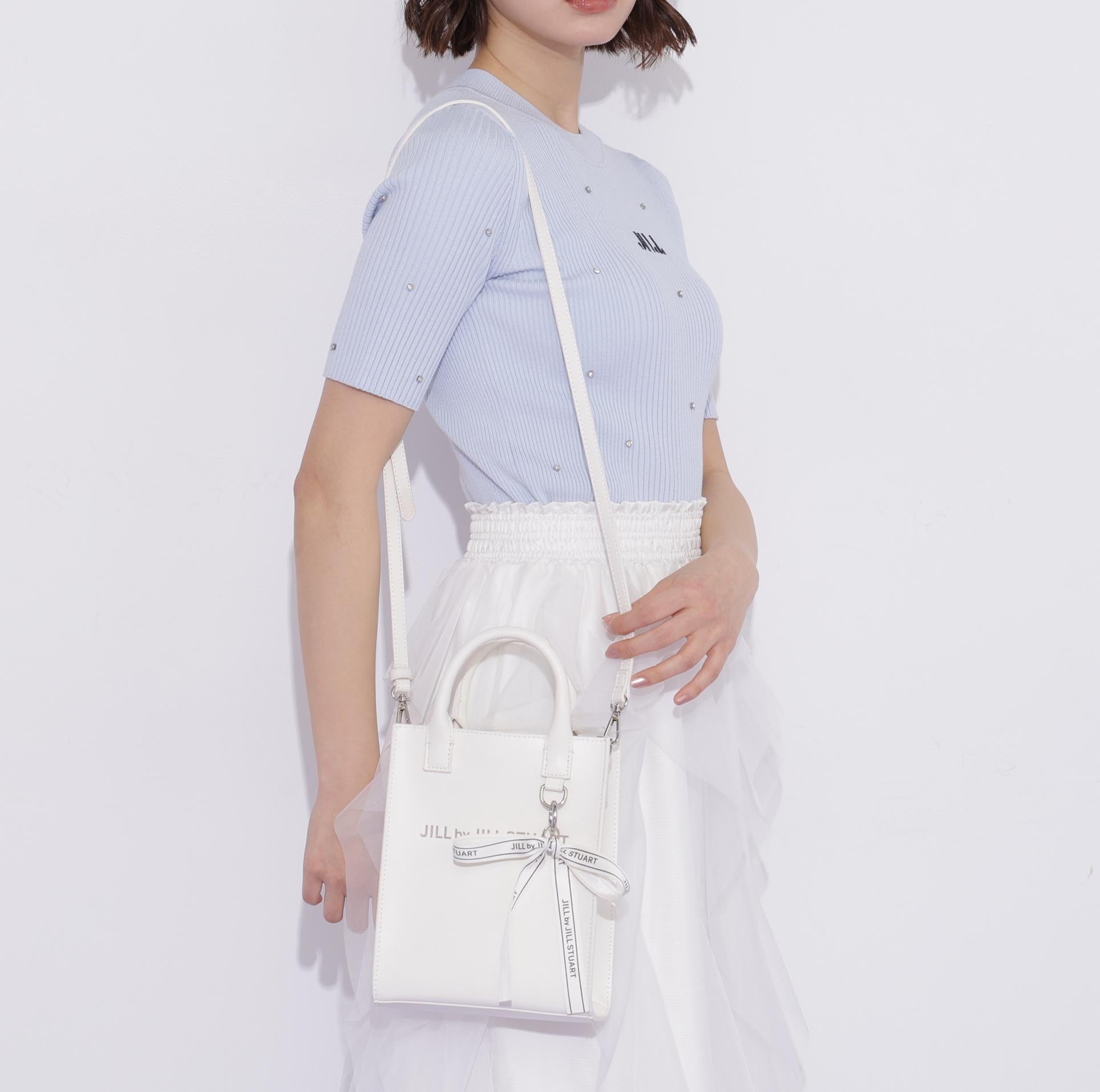 チャーム付きミニトートバッグ ホワイト