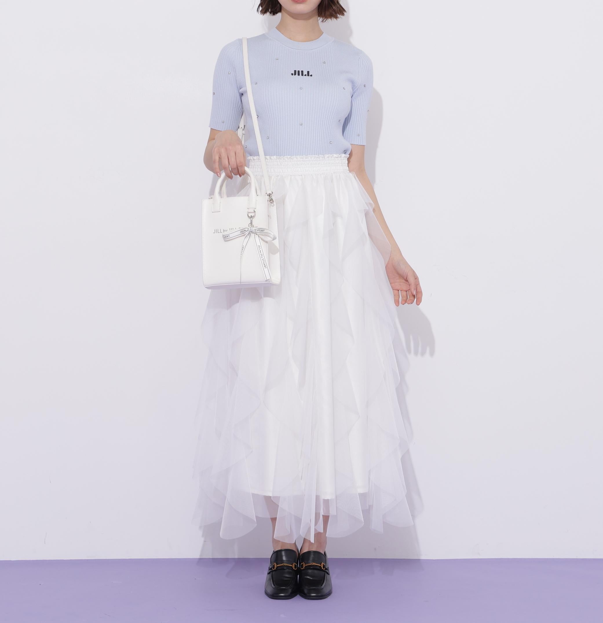 チャーム付きミニトートバッグ ホワイト