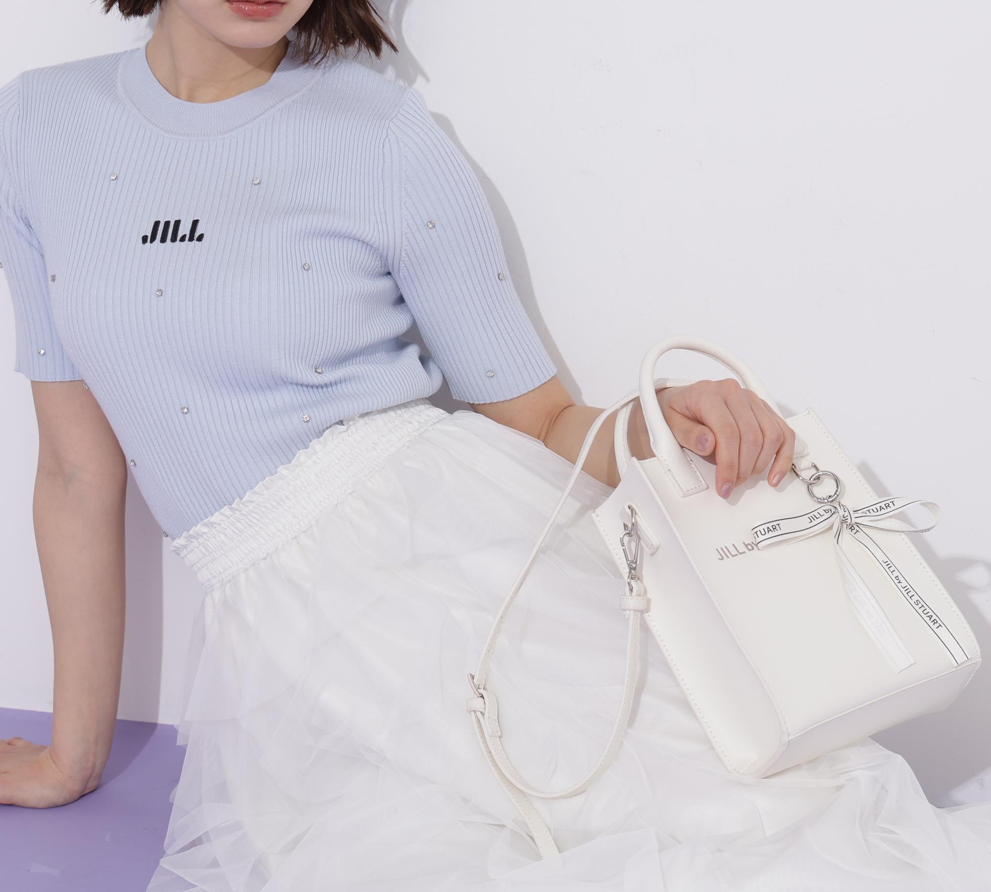 チャーム付きミニトートバッグ ホワイト