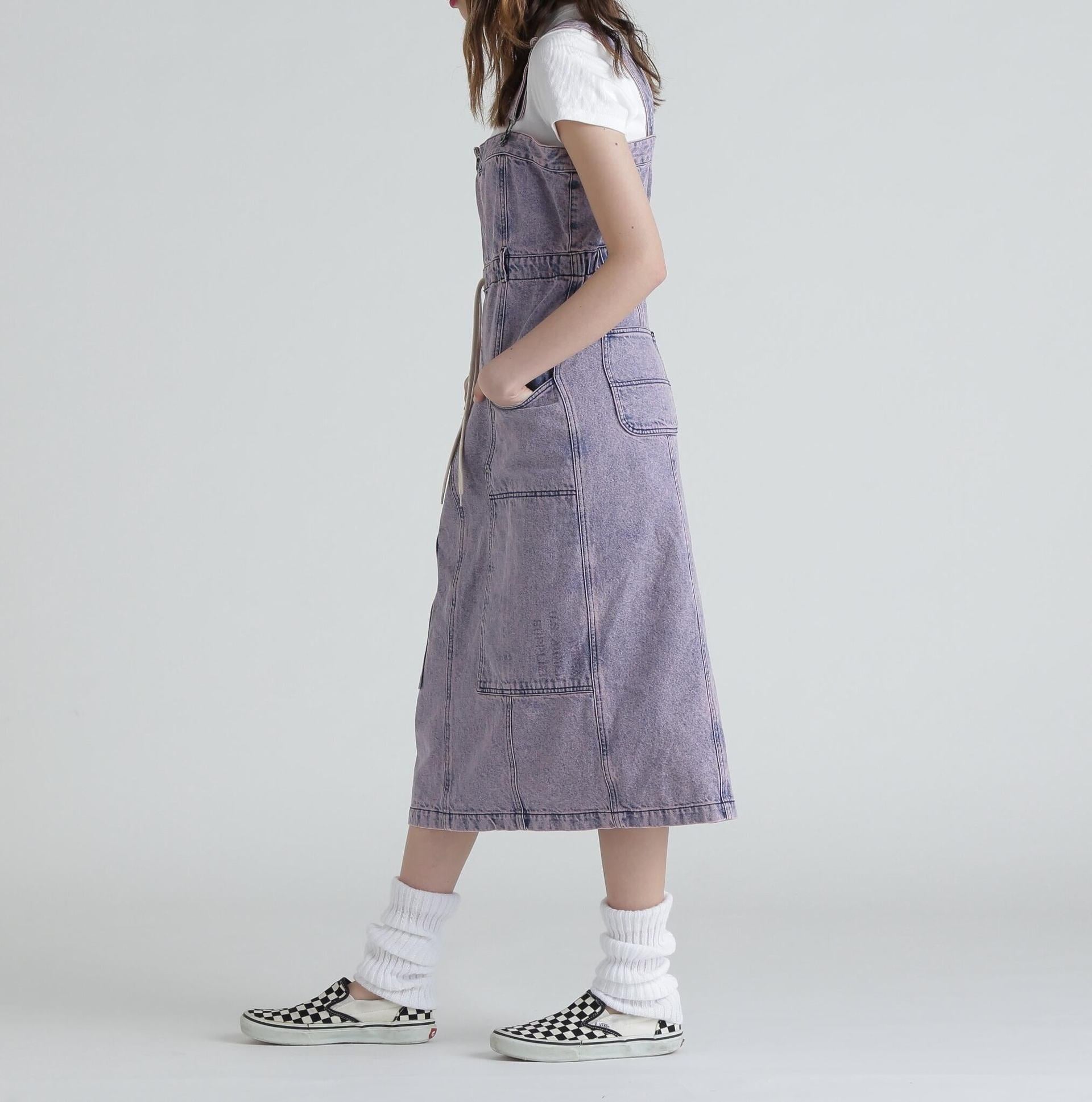 RELT P>INT DENIM JUMPE> SKI>T/ベルトプリントデニムジャンパースカート ピンク
