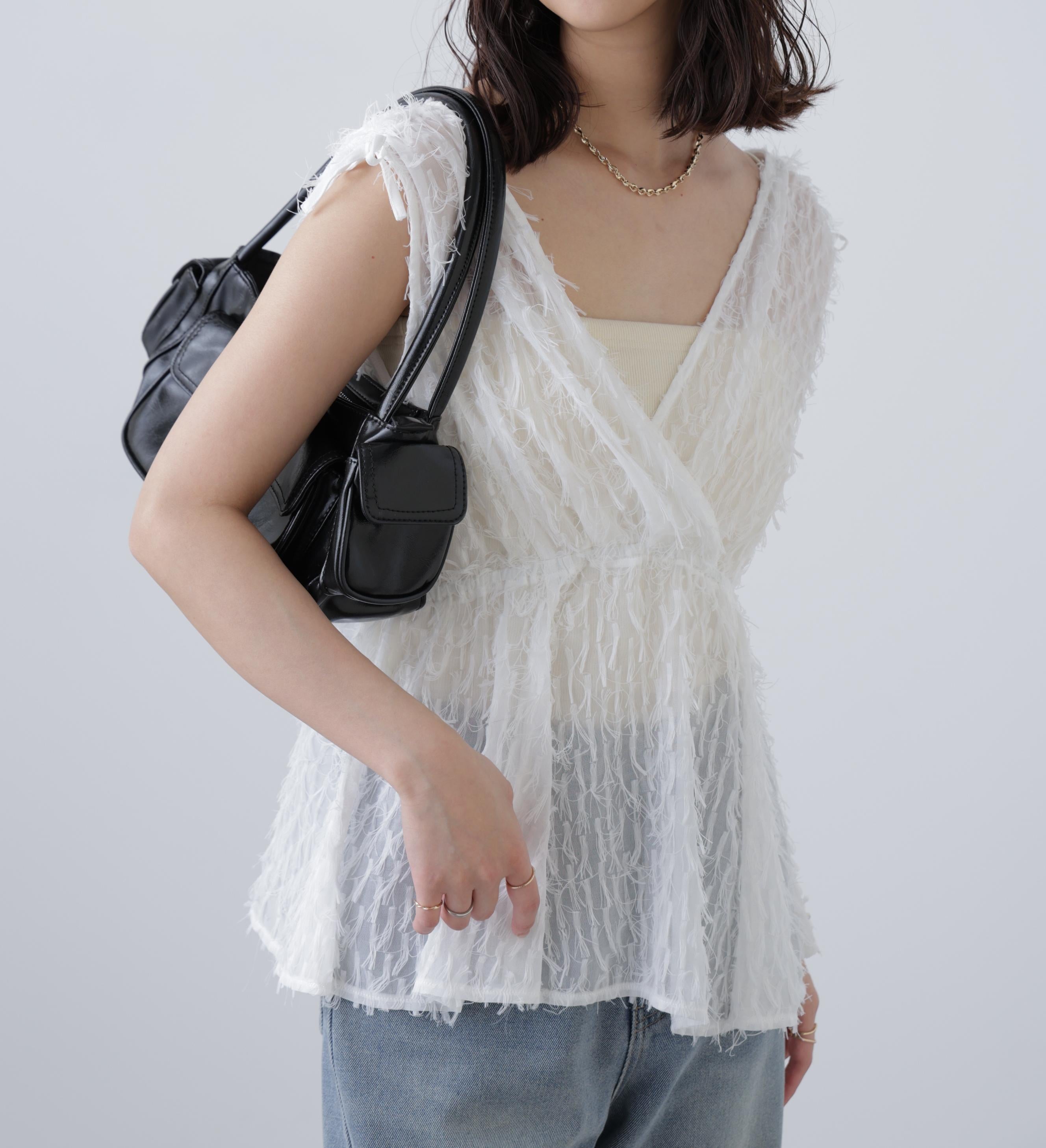 ［MFM］リボンカットジャガードチュニック オフ